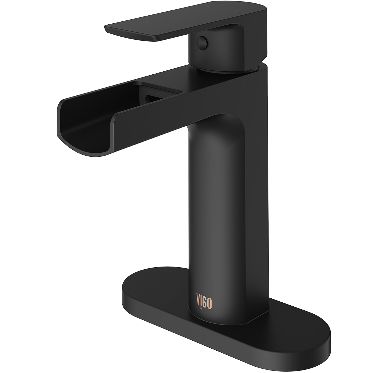 VIGO - Ileana Matte Black Single hole 1-handle WaterSense Waterfall Bathroom Sink Faucet with Dec...