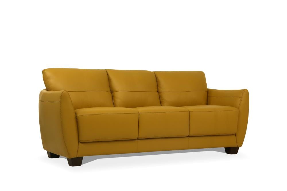 Acme Furniture Valeria Modern Mustard, Yellow Leather Sofa Modern