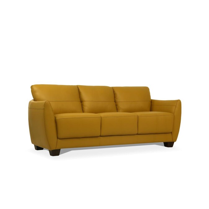 Acme Furniture Valeria Modern Mustard, Yellow Leather Sofa