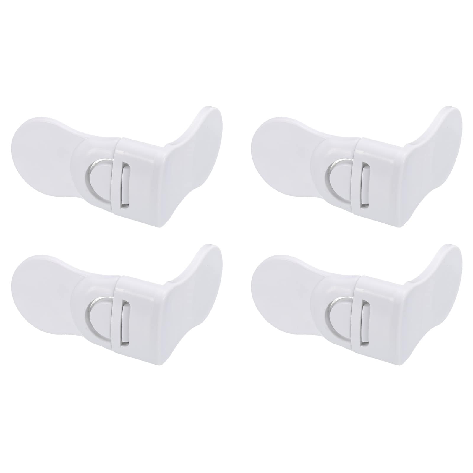 Unique Bargains 4pcs Gate Latches Adhesive Refrigerator Lock Right Angle Press to Open 75x70x38mm for Kitchen Appliance Furniture Sliding Closet Drawer with Strong Adhesion White #S25093002UX0782