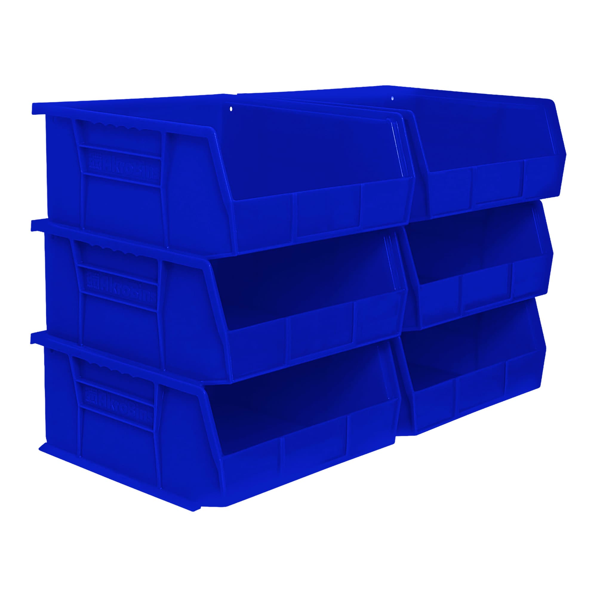 Akro-Mils  6 Pack AkroBins Plastic Storage Bins Space-Saving Organizers Blue