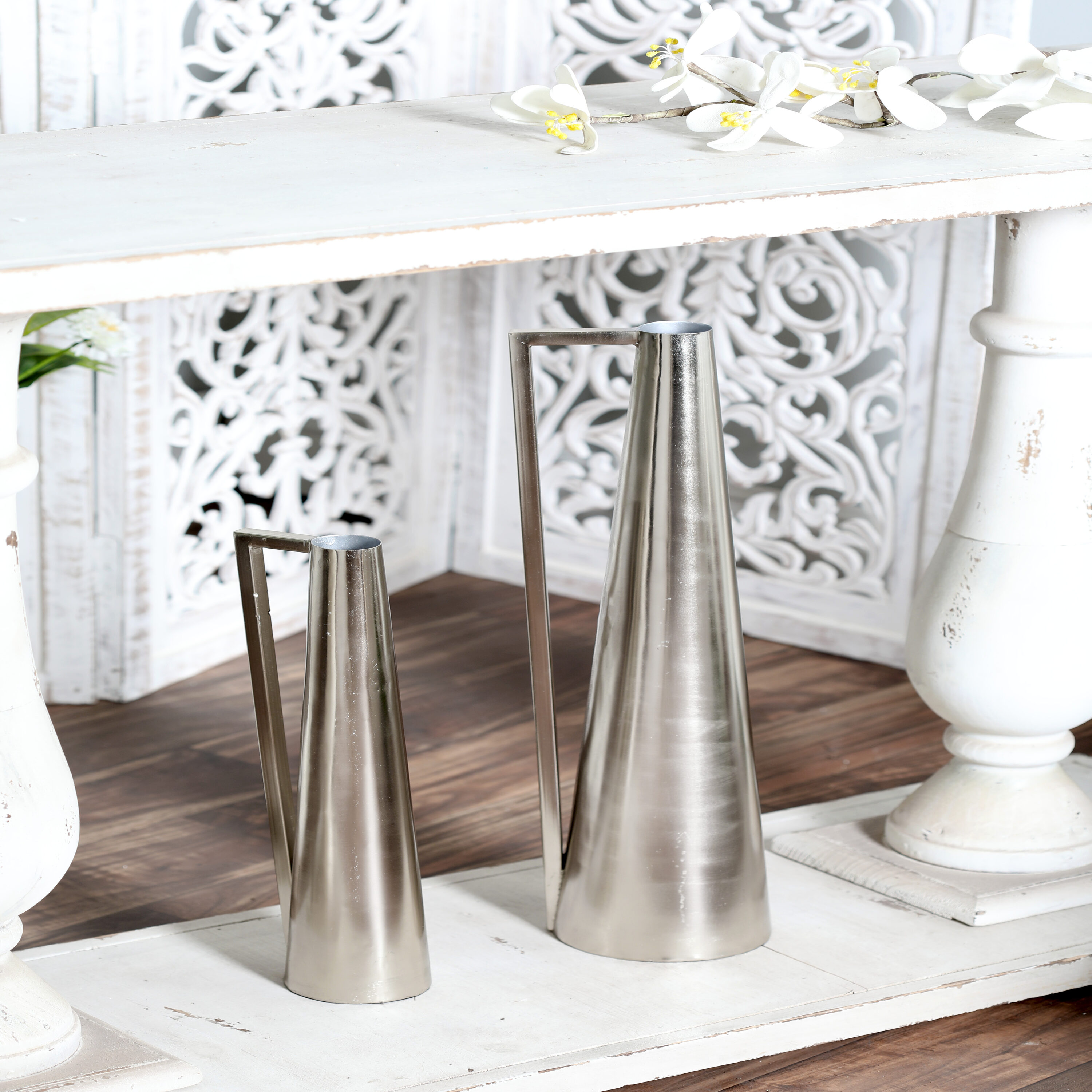 Grayson Lane 57425 2 -Pack Silver Iron Glam Vase