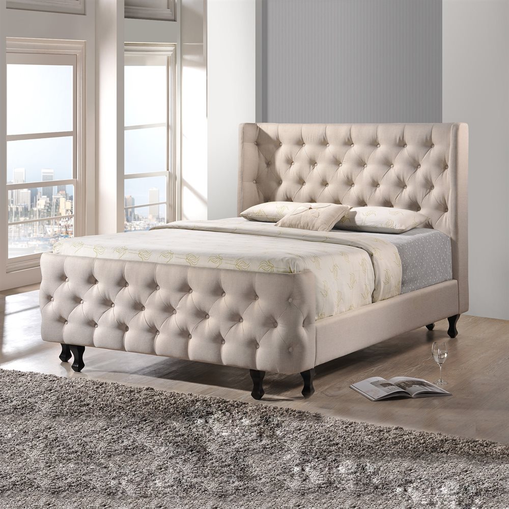  ATG12456212 Ipswich Light Beige Queen Wood Upholstered Bed