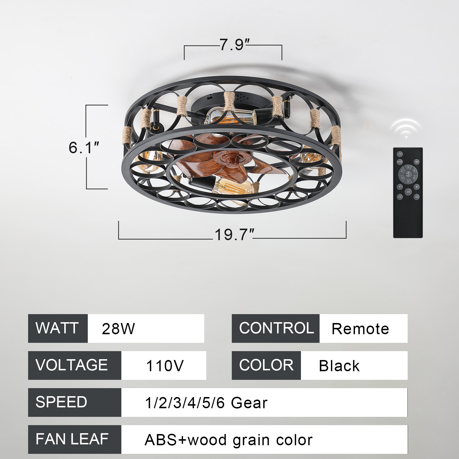 WELLFOR AMYUA-09 Ceiling-Fans - View #2