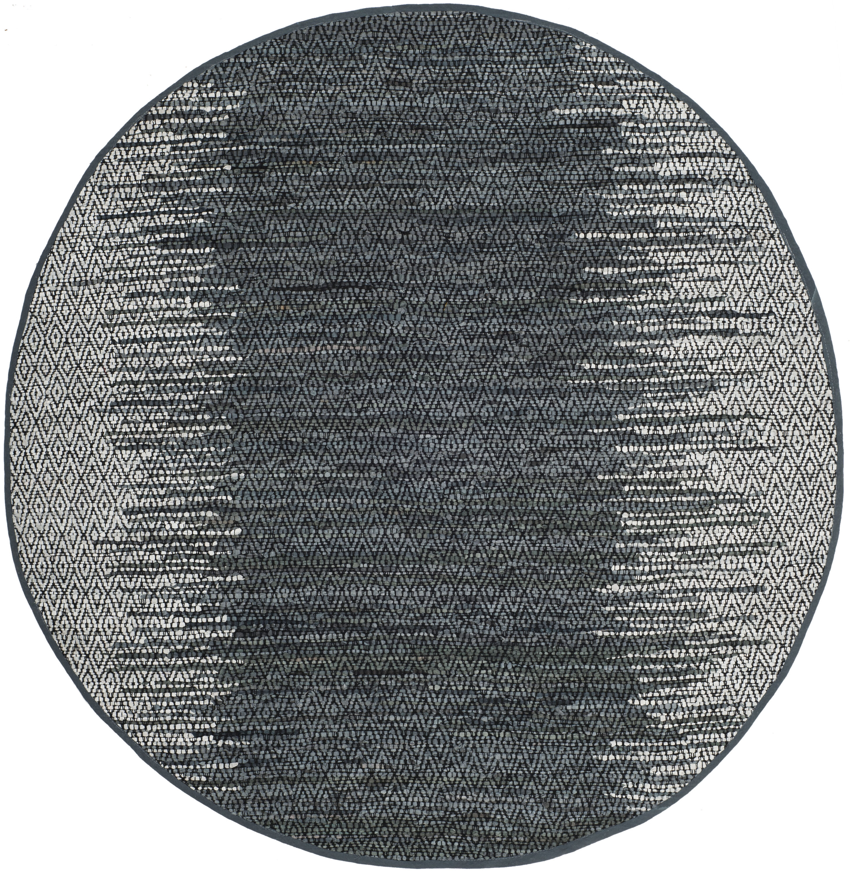 Safavieh VTL389B-4R Vintage Leather Hanna 4 x 4 (ft) Leather Light Gray/Charcoal Round Indoor Coastal Area rug