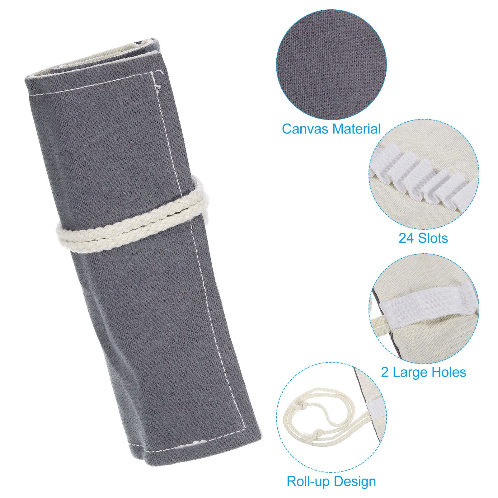 PATIKIL Handmade 24 Slots Roll Up Canvas Pencil Wrap Pouch Pen Holder ...