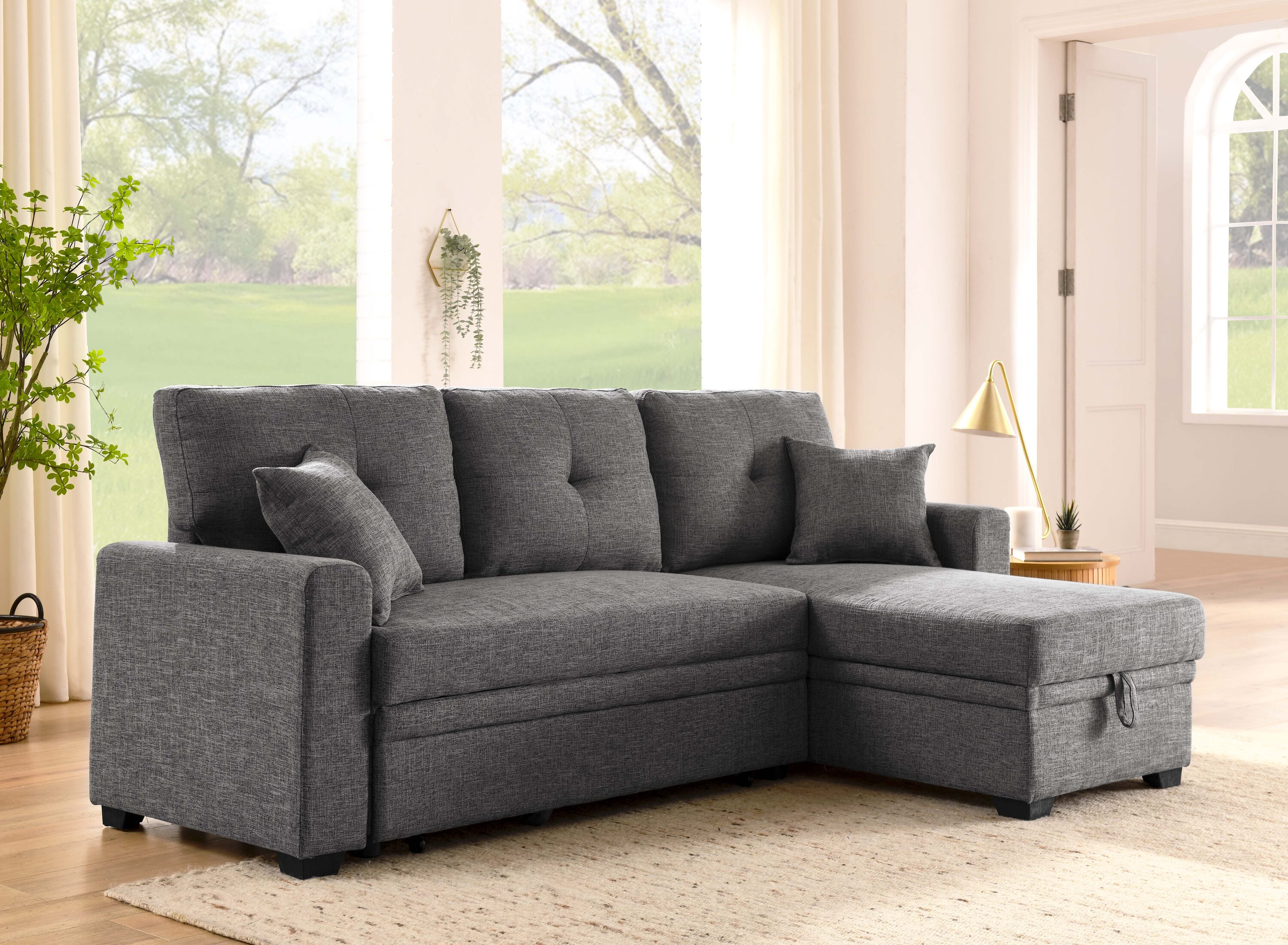 76.5Inch Wide Upholstered Pull out Sofa Bed