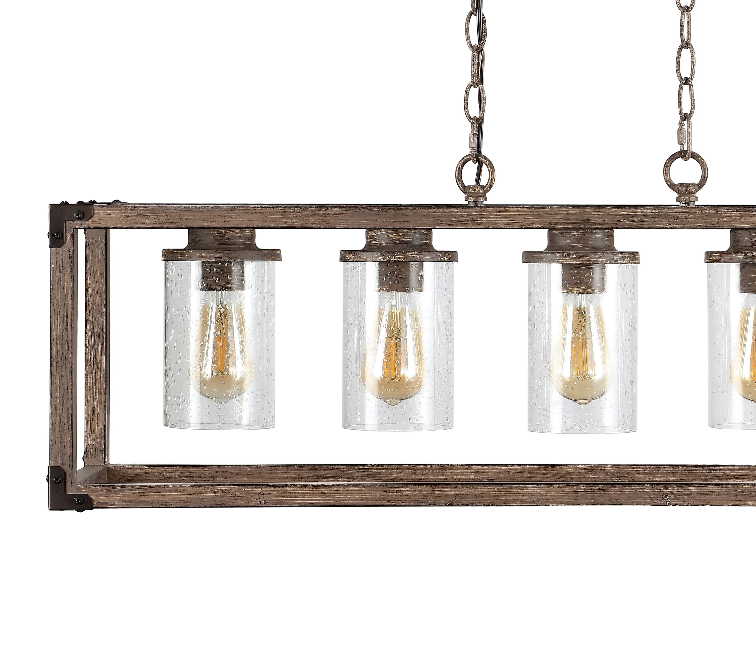 Zeniba 36" Rustic Farmhouse LED Pendant with Seeded Glass - Oil-rubbed Bronze