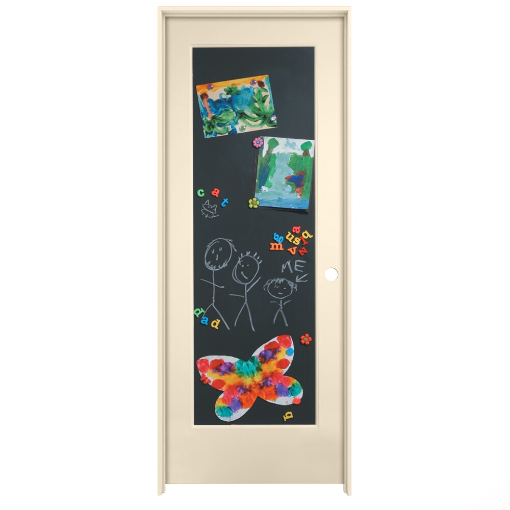 American Building Supply LO967360 32-in x 80-in Cream-n-Sugar Solid core Chalkboard Left hand Smooth Prefinished MDF Flat Jamb Single Prehung Interior Door