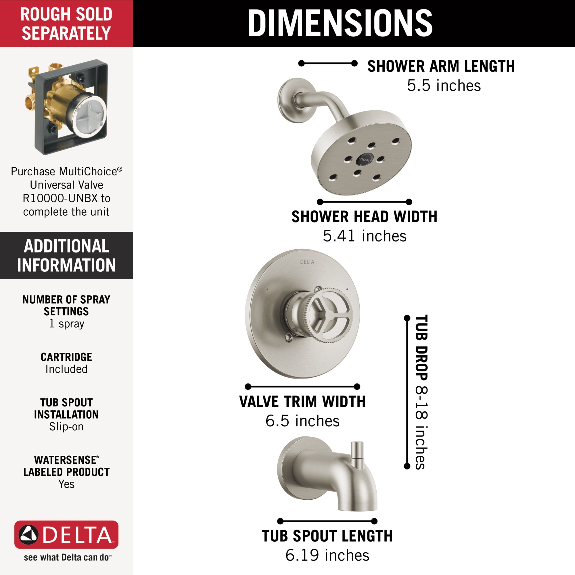 Delta T14458-SS Tub-Shower-Faucets - View #3