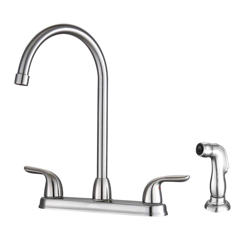Parrot Uncle H-SLC2007-SS-EG Brushed nickel Double Handle Deck-mount Kitchen Faucet with Sprayer ( Side Sprayer Included )
