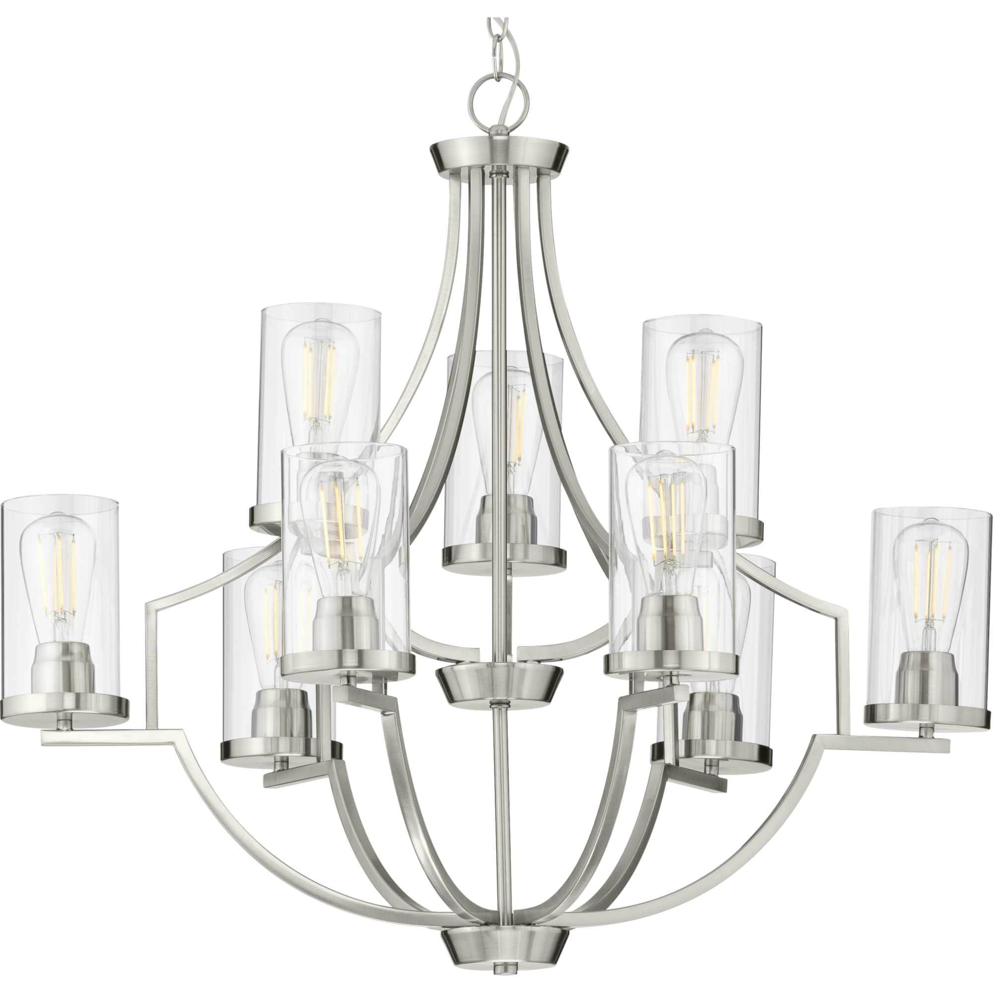 Progress Lighting P400198-009 Lassiter 9 -Light Brushed Nickel Traditional For Use in Bedrooms, Dining Rooms, Foyers, Kitchens, Living Rooms Chandelier