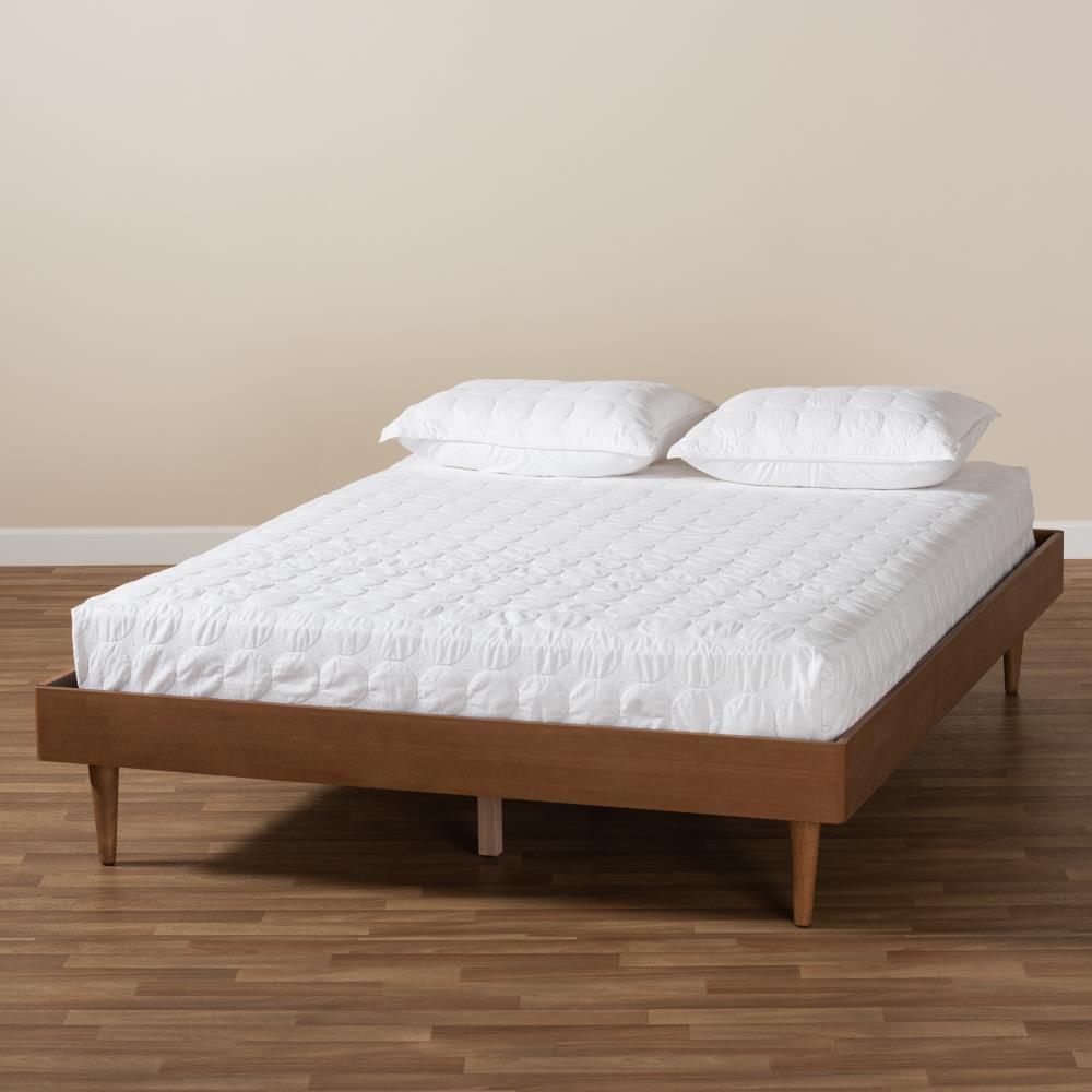 Baxton Studio Rina Ash Walnut Full Wood Platform Bed in the Beds