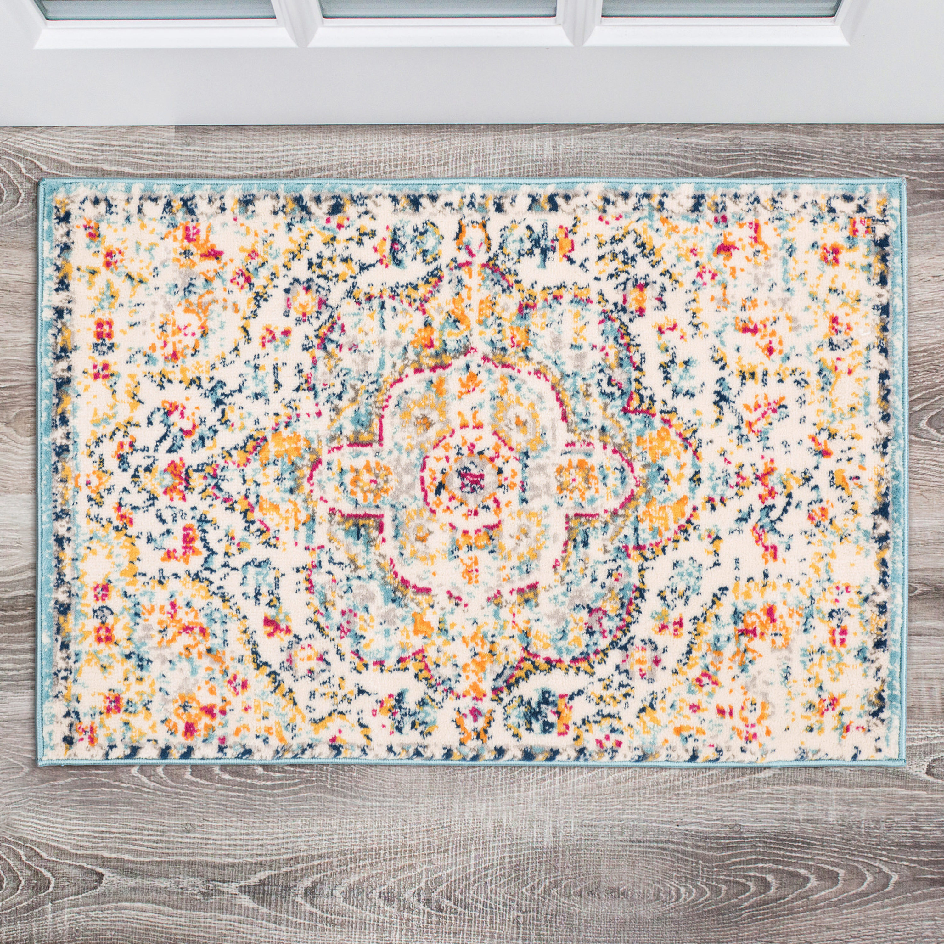 World Rug Gallery MON836BLUE2X3 Avalon 2 x 3 (ft) Loomed Polypropylene Blue Rectangular Indoor Medallion Oriental Area rug