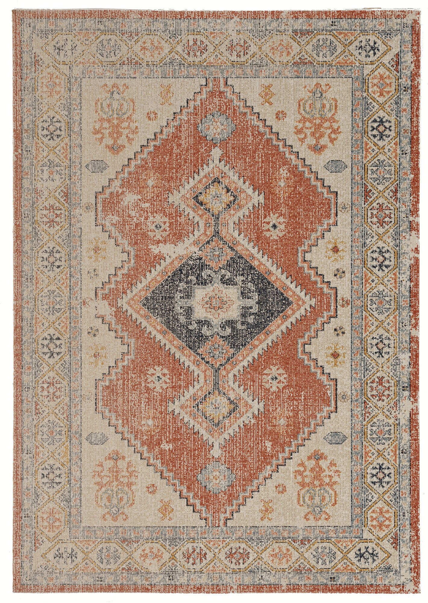Linon RUGGZ0135 Great Zero 3 X 5 (ft) Lofton Ivory/Rust Indoor Distressed/Overdyed Area Rug