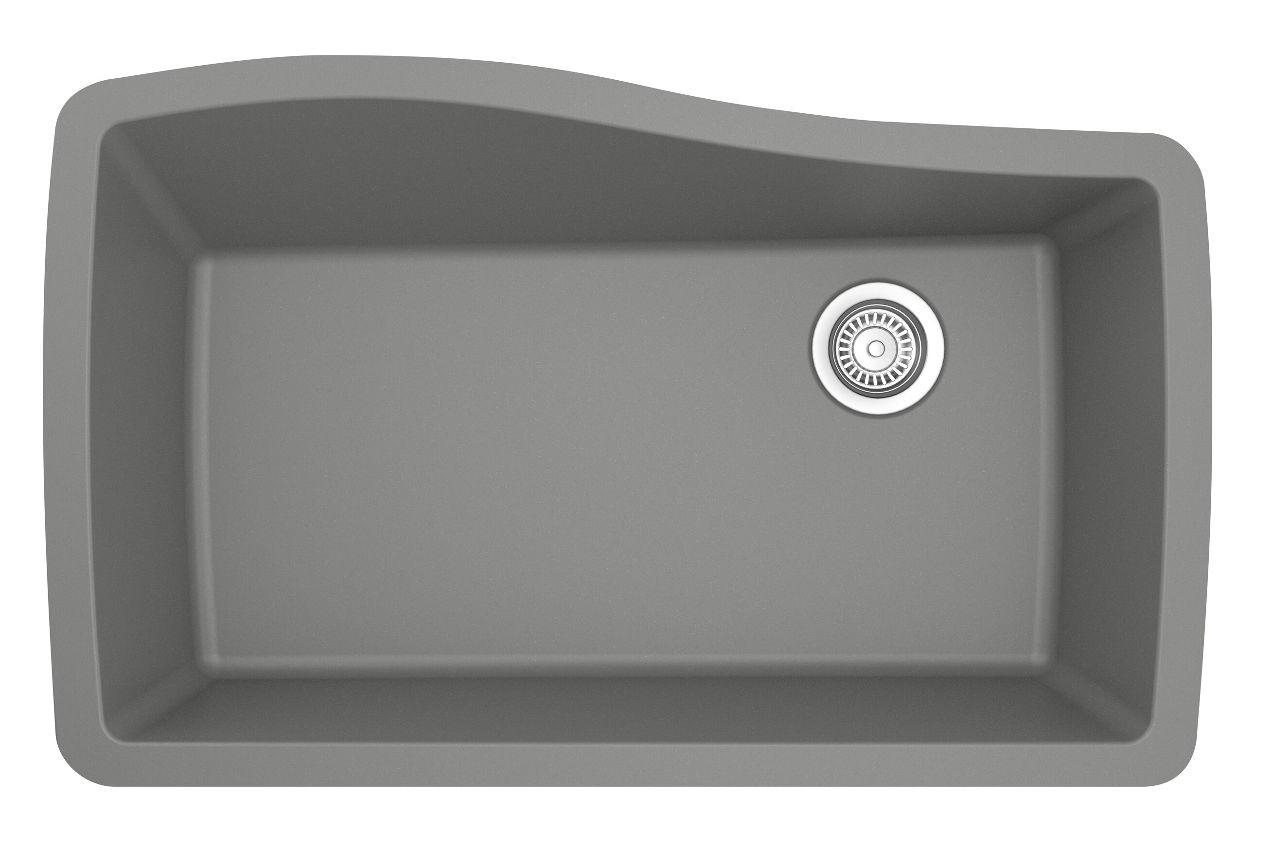 Gray Quartz Composite Single Bowl Undermount Kitchen Sink