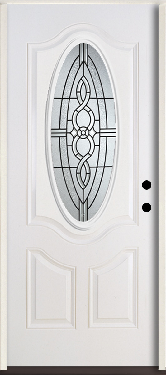 RELIABILT LO841620 Calista 36-in x 80-in x 4-9/16-in Fiberglass Oval lite Left-hand inswing Modern White Painted Prehung Front Door Insulating core