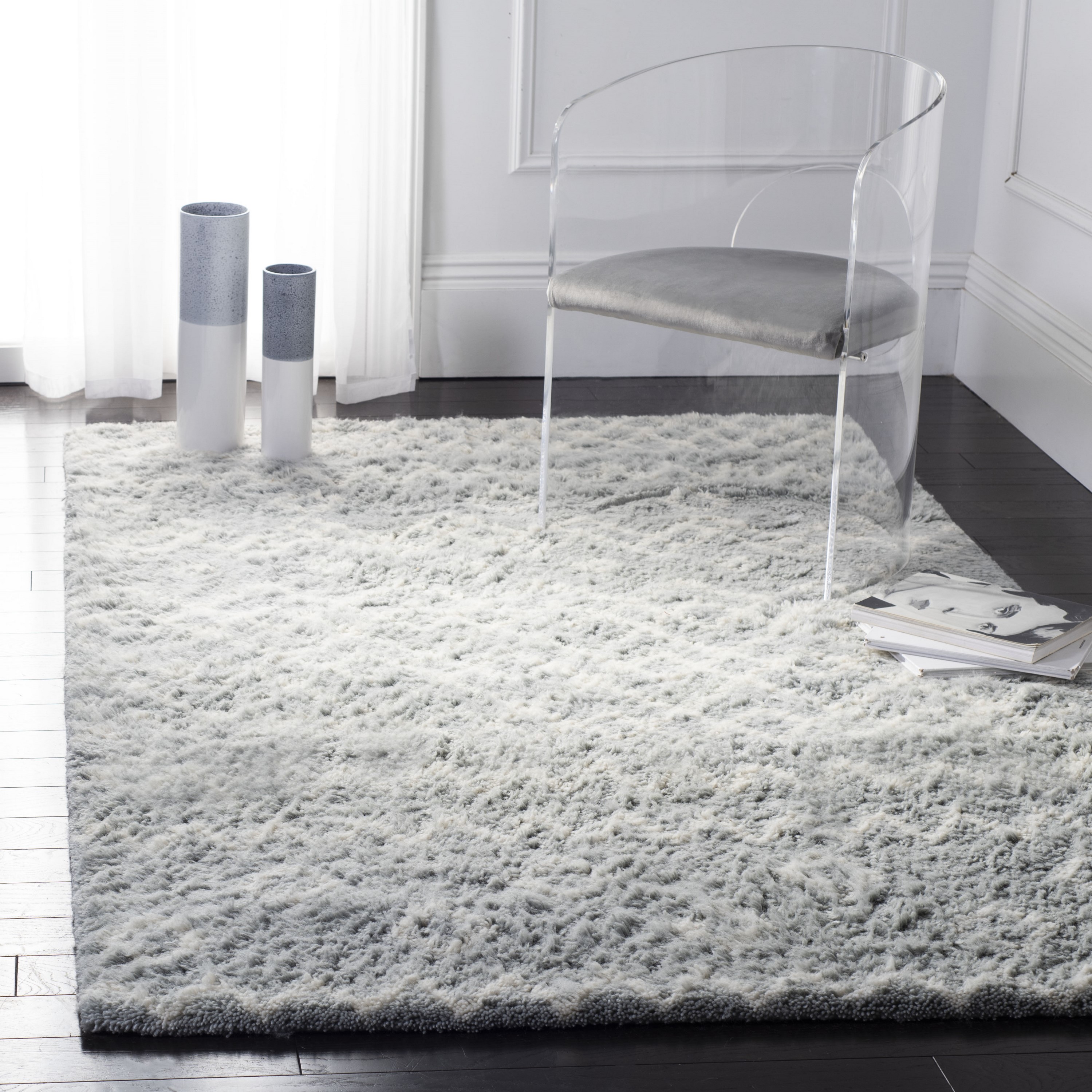 Safavieh CSB806B-5 Casablanca Limane Shag 5 x 8 (ft) Tufted Wool Blue/Ivory Rectangular Indoor Abstract Moroccan Area rug