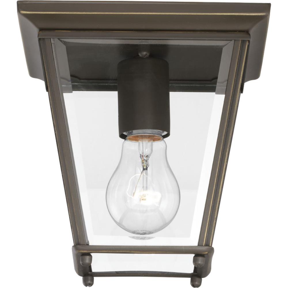 Elegant Antique Bronze 7'' Square Flush Mount with Clear Beveled Glass