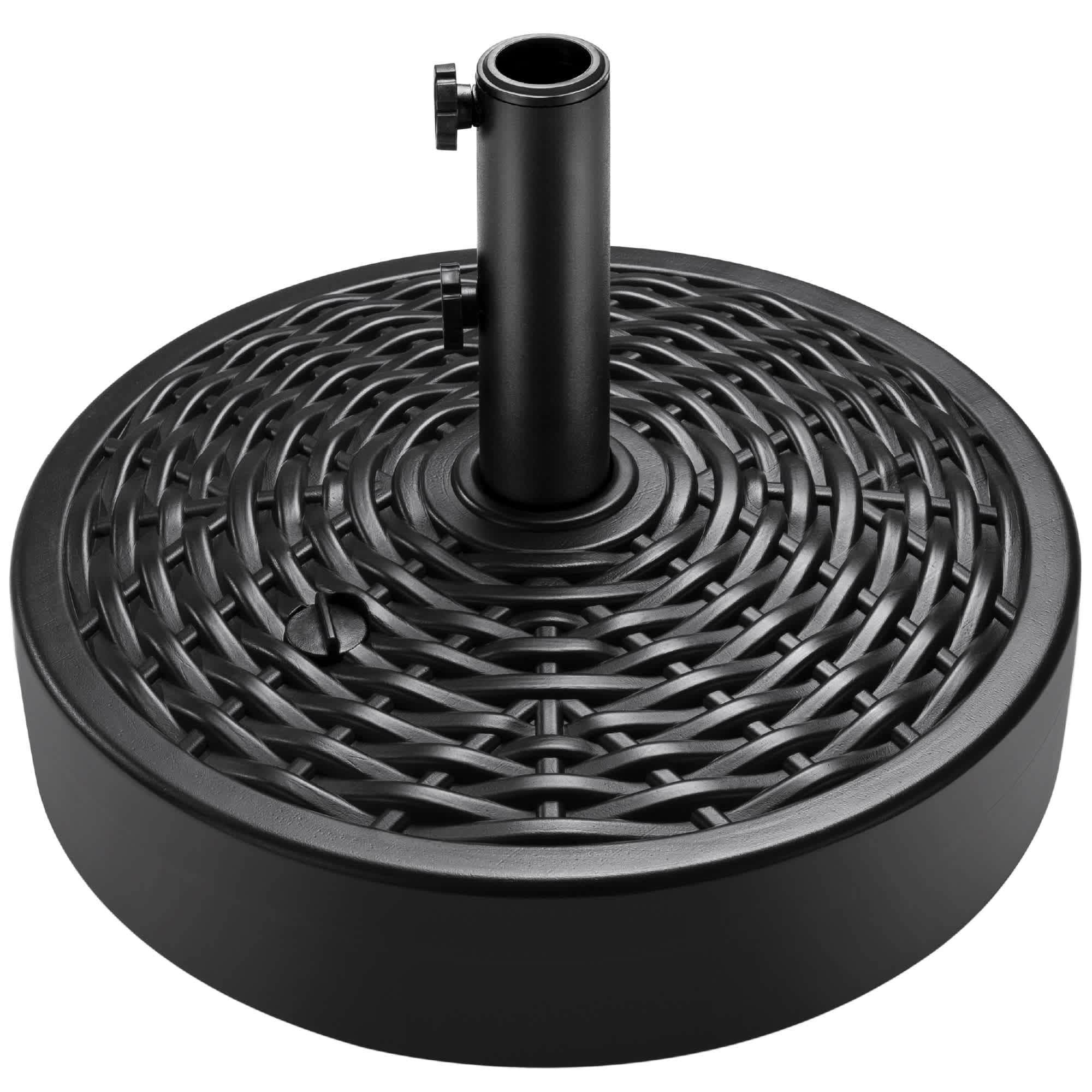 Best Choice Products SKY6439 Fillable Plastic Patio Umbrella Base Stand Pole Holder w/ 2 Adjustment Knobs Faux Wicker Pattern