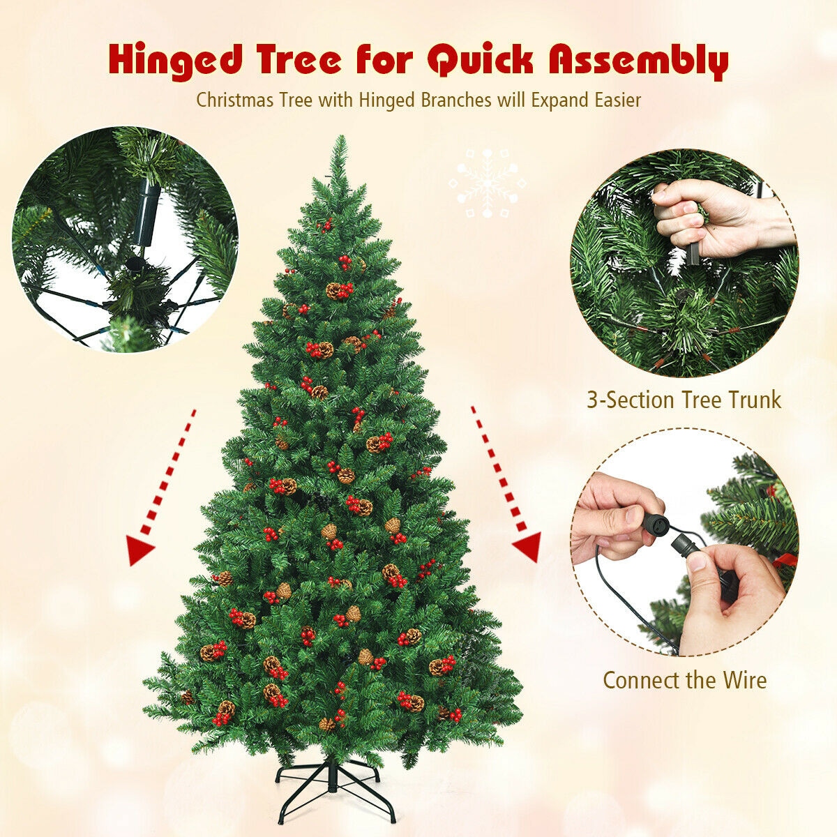 6.5 ft Pre-Lit Green Spruce Christmas Tree with LED Lights