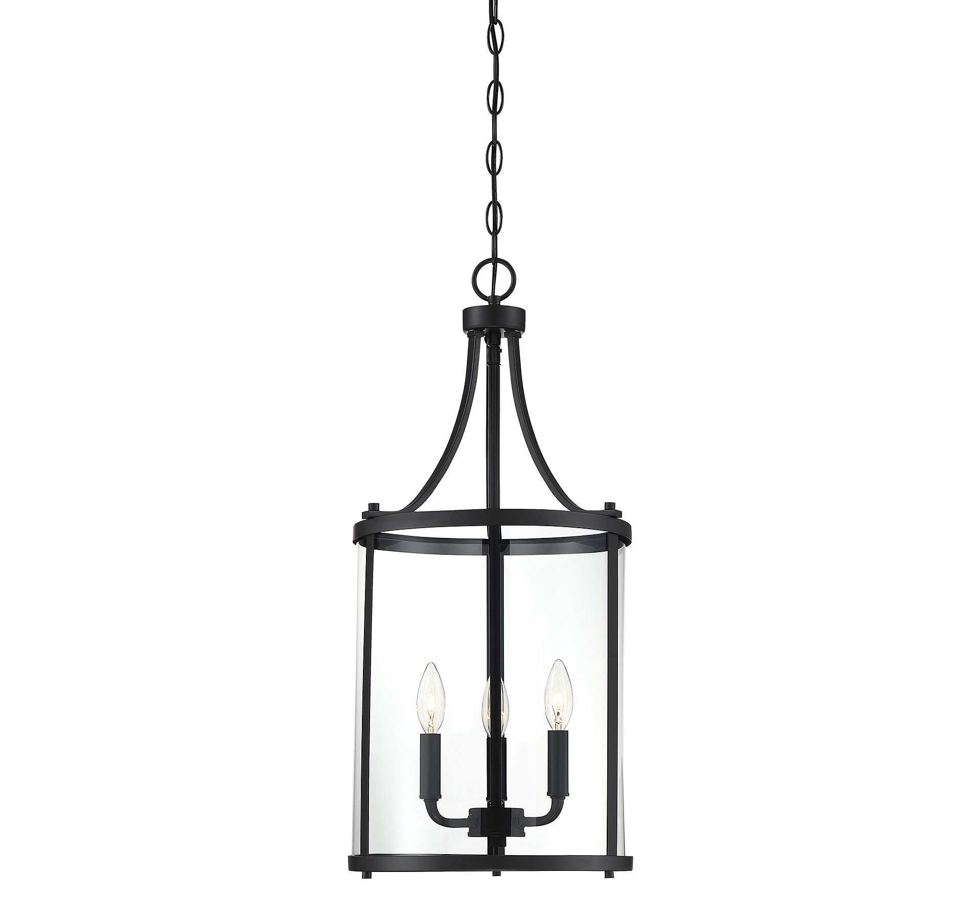  LW-SH635177 3-Light Black Transitional Clear Glass Square Hanging Pendant Light