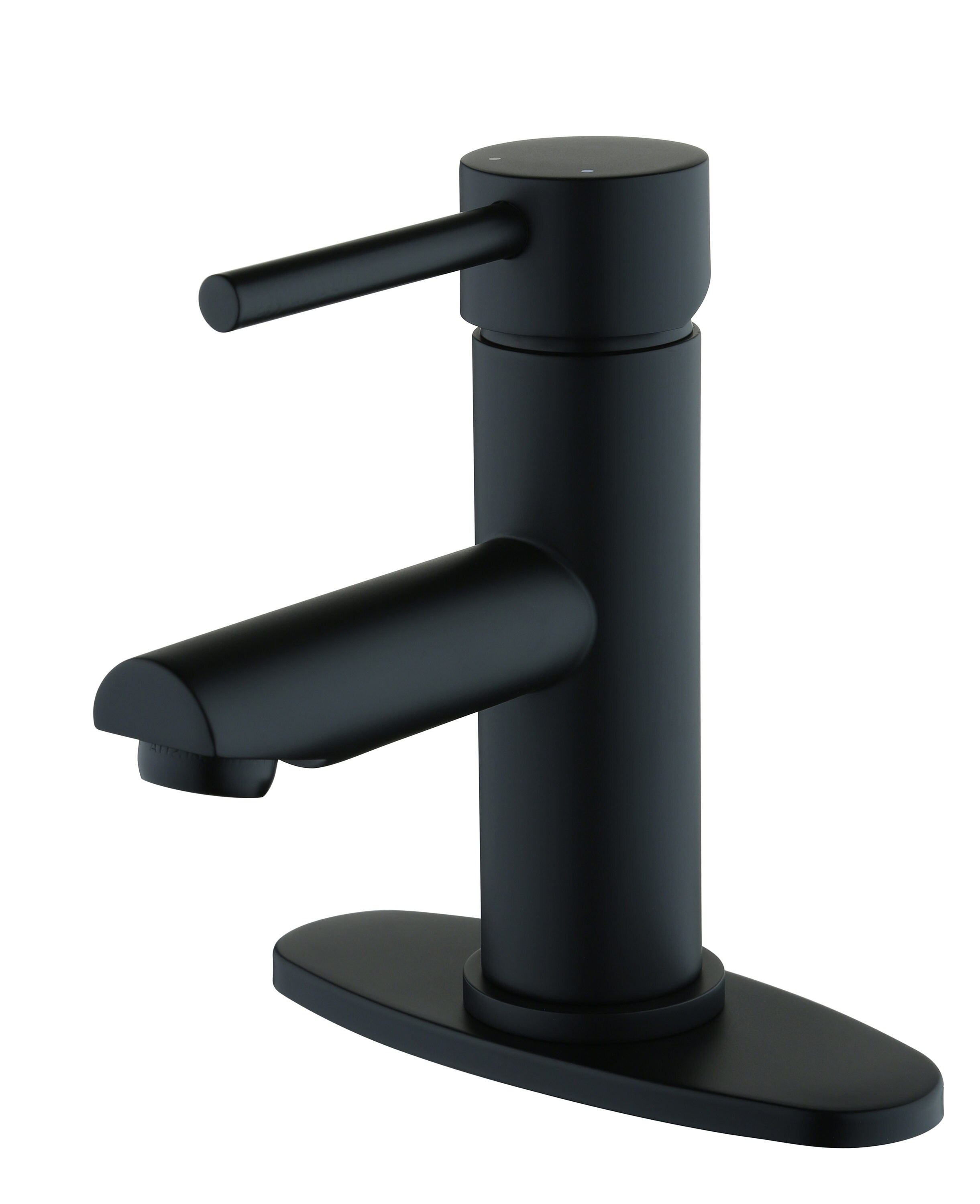 CMI 192-7163 Casmir Matte black Single hole 1-handle WaterSense Mid-arc Commercial/Residential Handle Bathroom Sink Faucet with Drain with Deck Plate