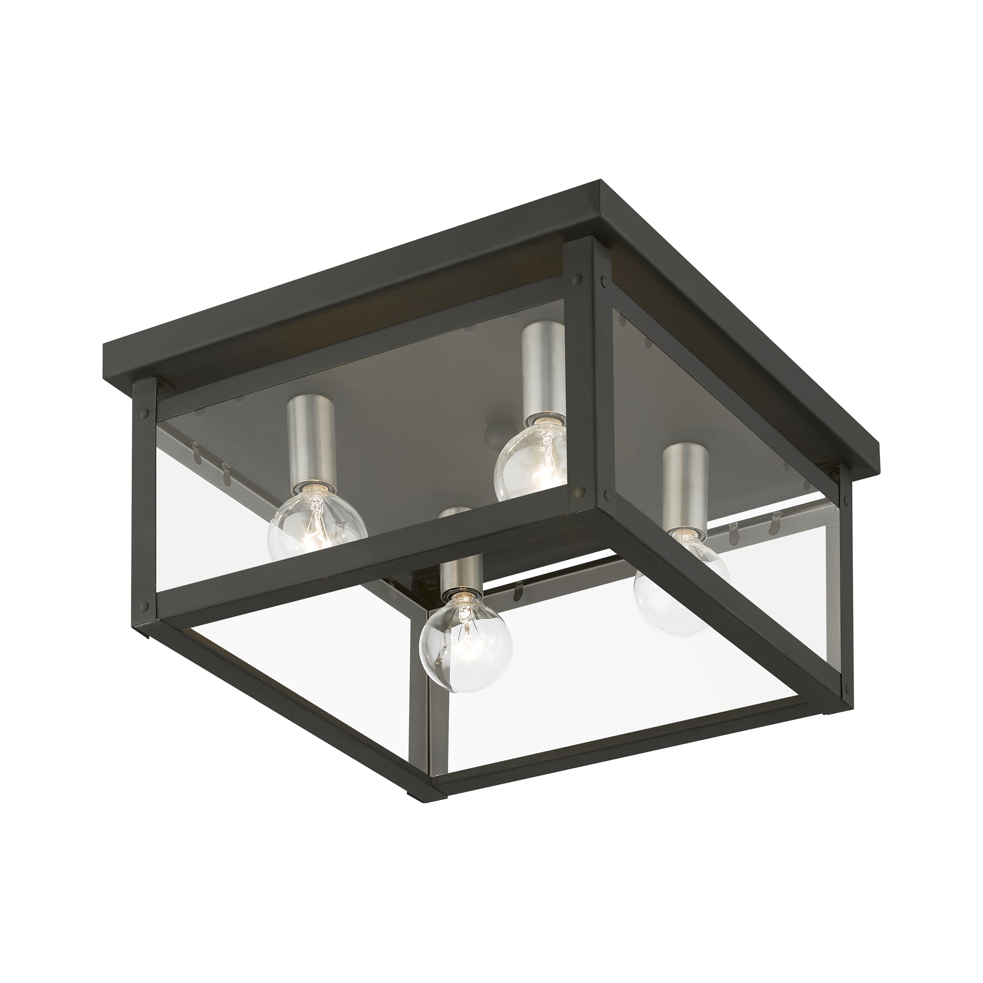 Milford Square 4-Light LED Flush Mount in Black and Brushed Nickel