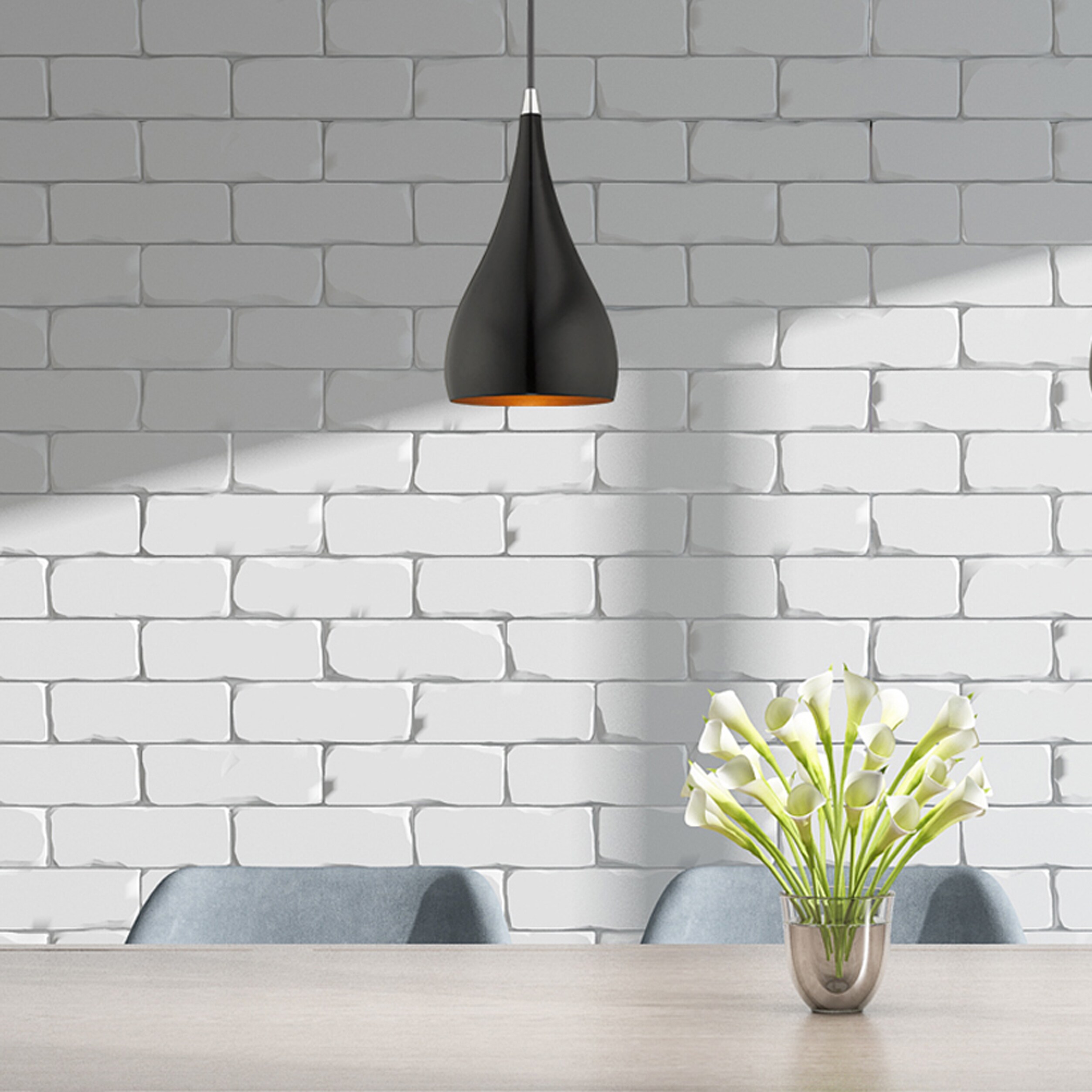 Amador Shiny Black and Gold Mini Pendant Light, 6.25" Indoor/Outdoor