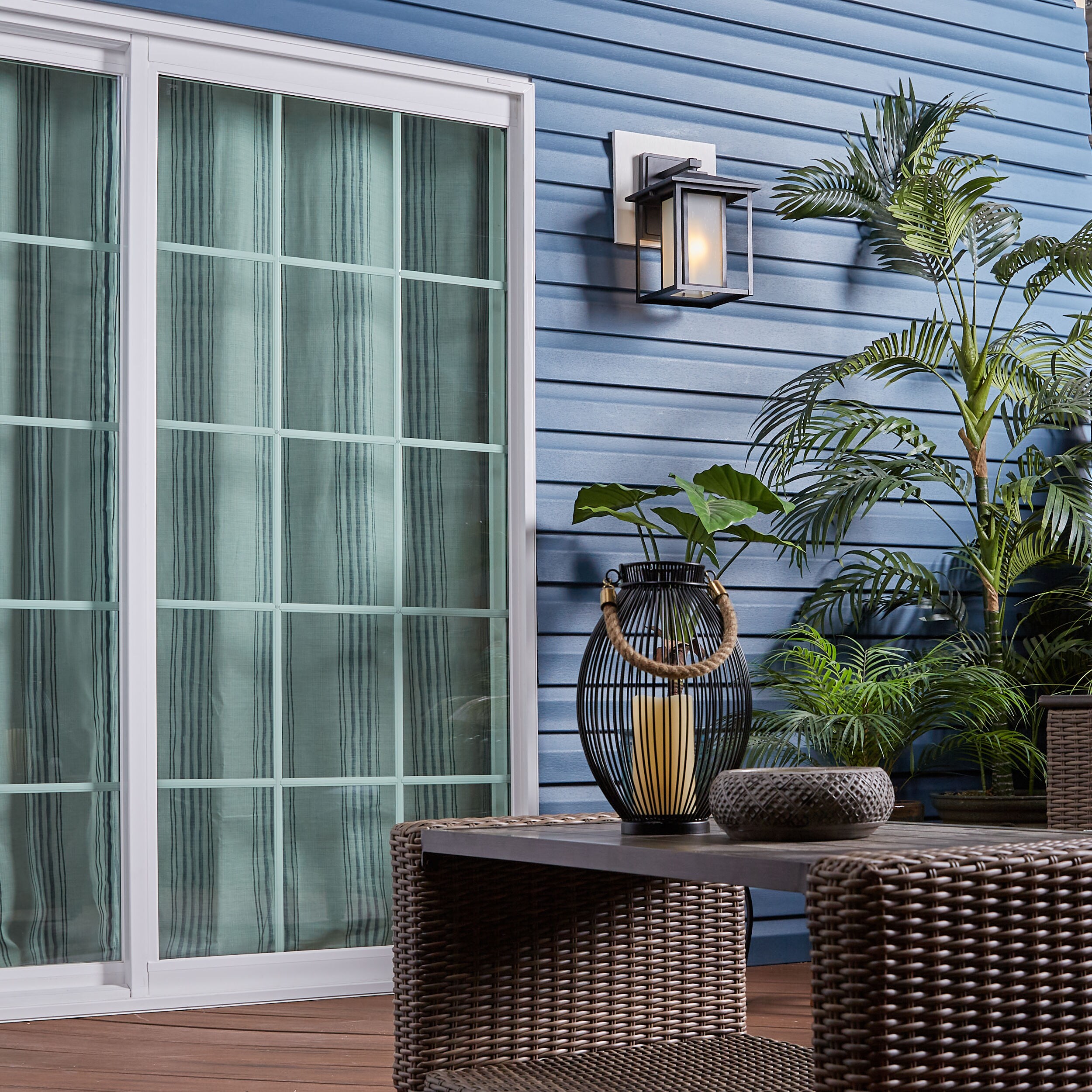 Black 14" Energy Star Outdoor Wall Lantern with Seeded Glass