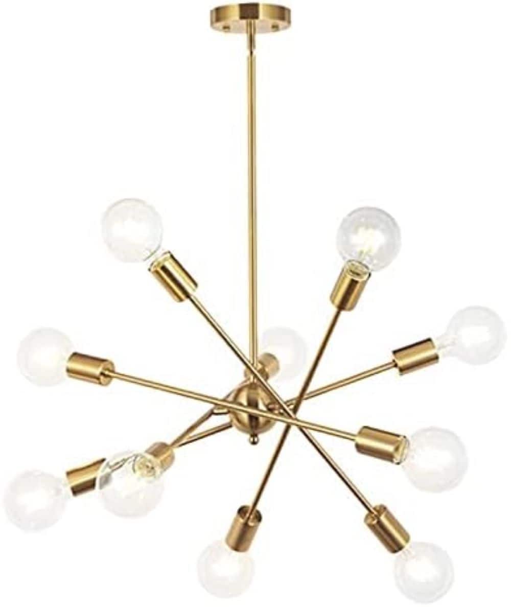 Forclover CPH-148026 Pendant Lighting 10 -Light Brushed Gold Modern/contemporary Sputnik Medium Hanging Pendant light