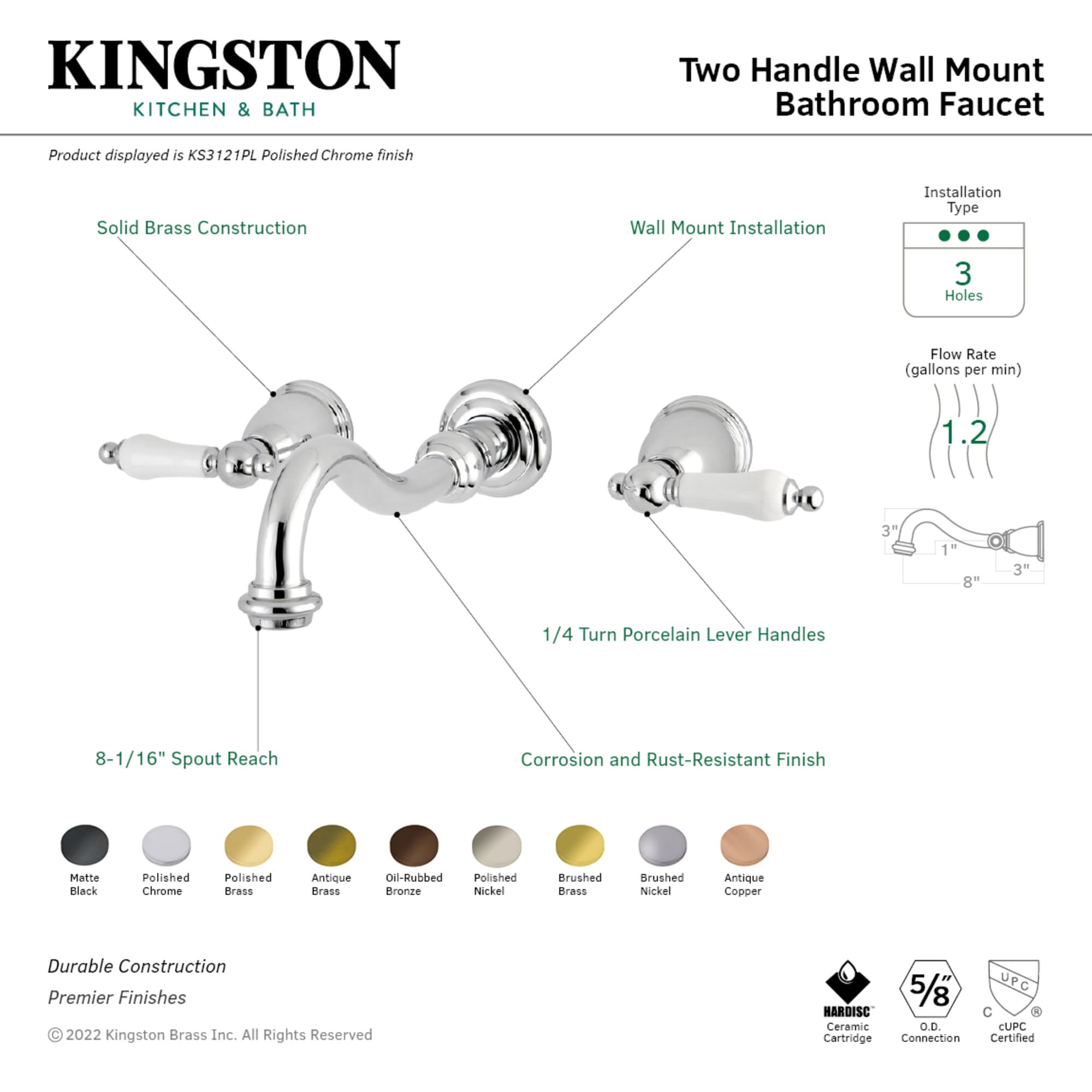 Kingston Brass WLKS3120PL Lavatory-Faucets - View #2