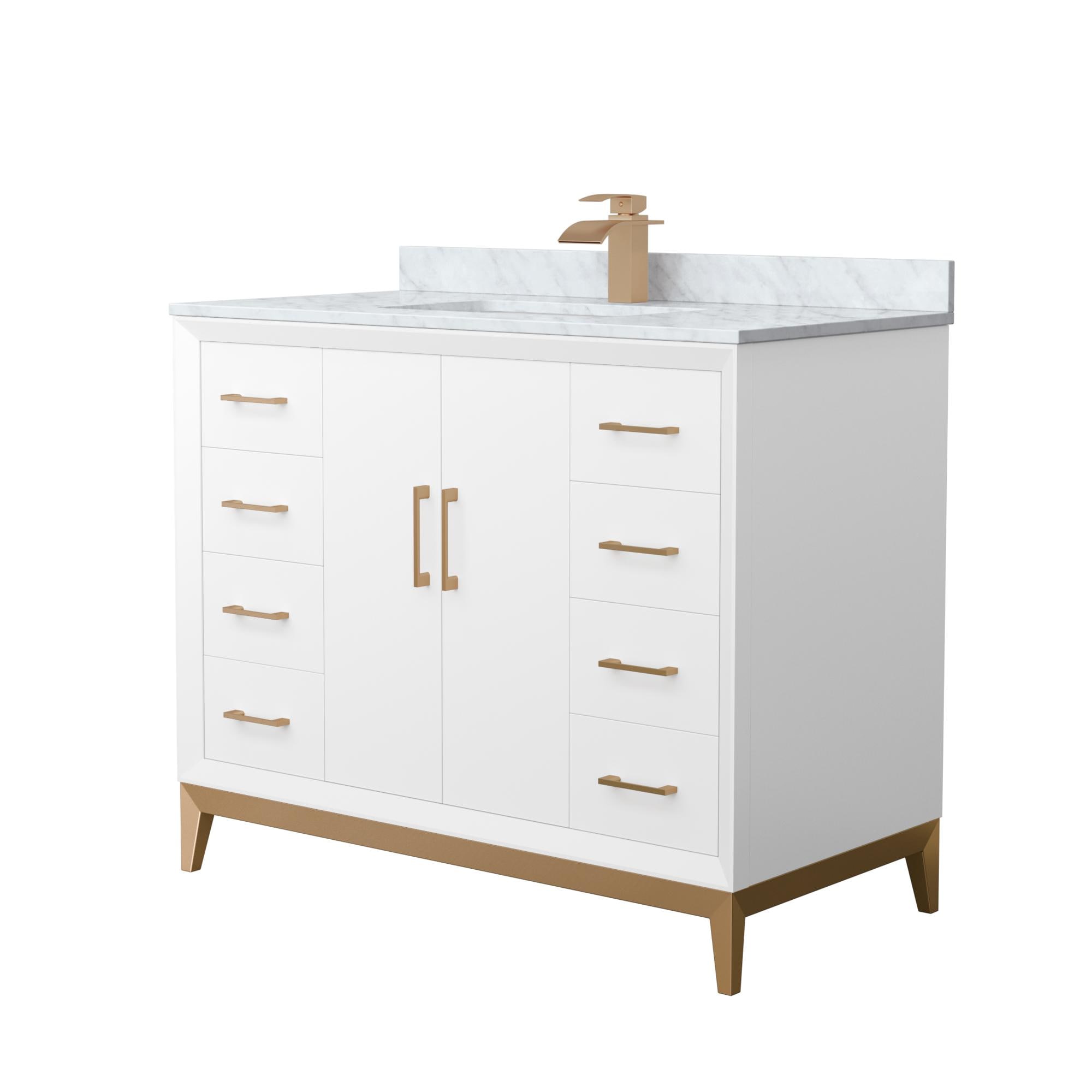 Wyndham Collection WCH818142SWZCMUNSMXX Amici 42-in White Undermount Single Sink Bathroom Vanity with White Carrara Marble Top