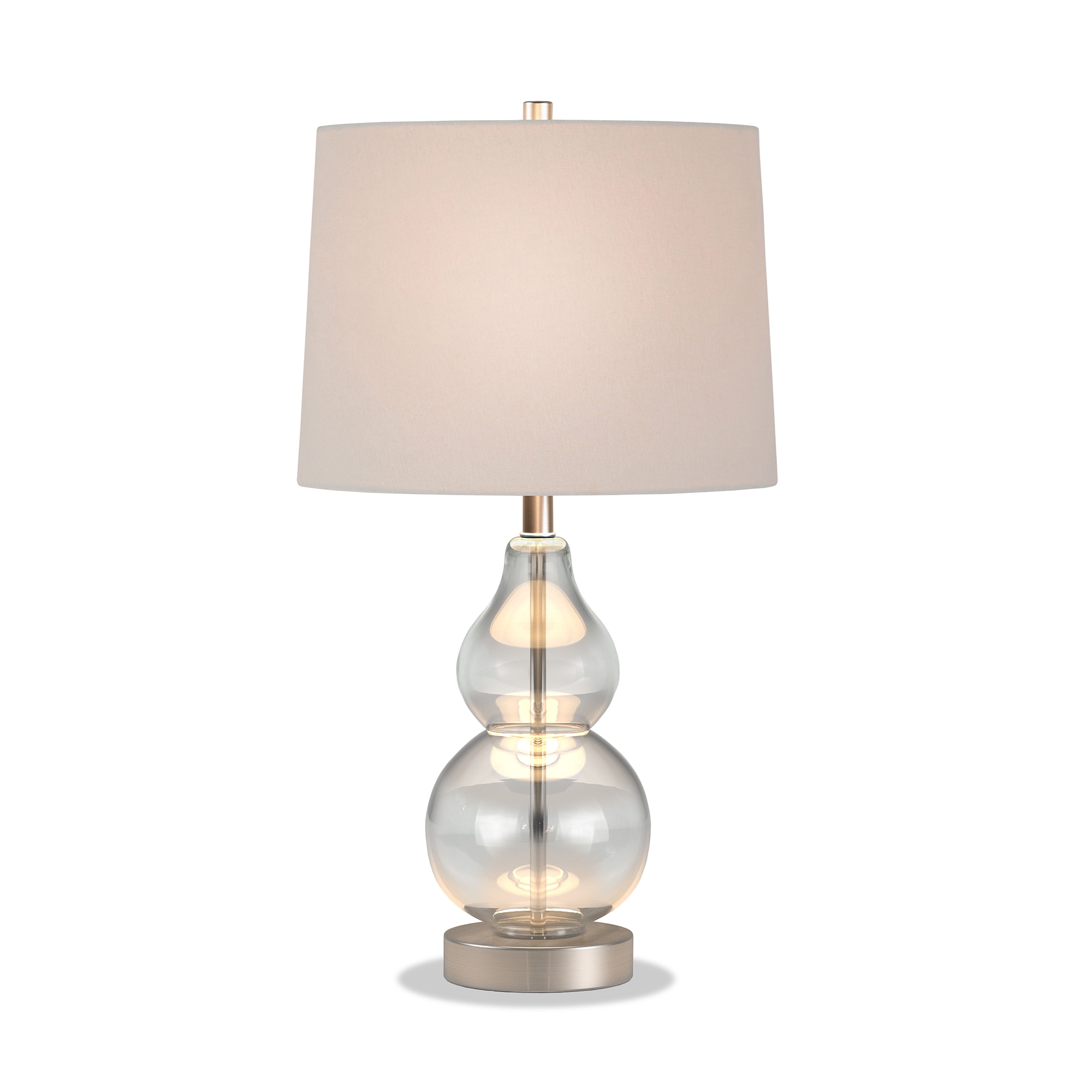 Katrina Petite Clear Glass Table Lamp with White Linen Shade