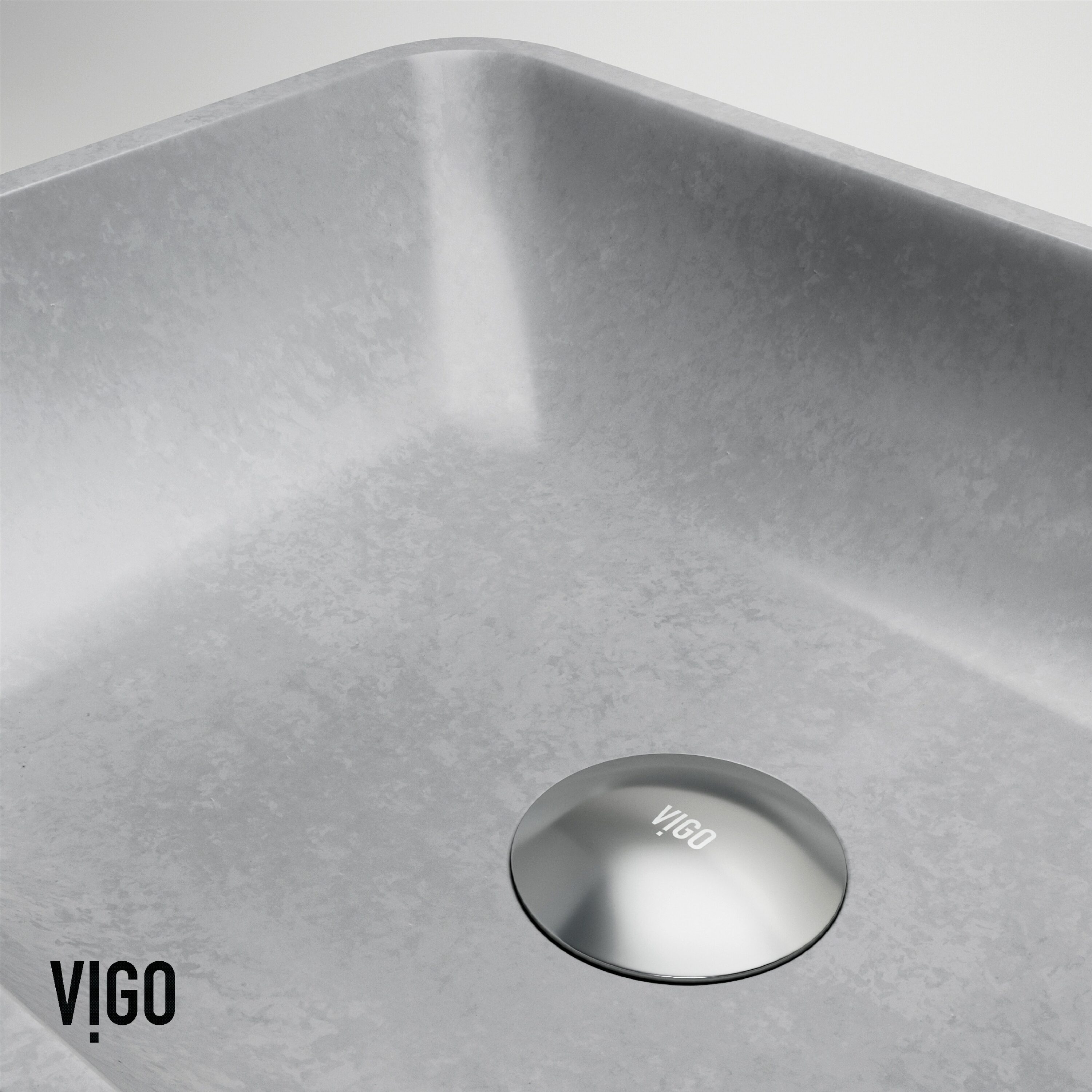 Gray Concrete Rectangular Vessel Bathroom Sink