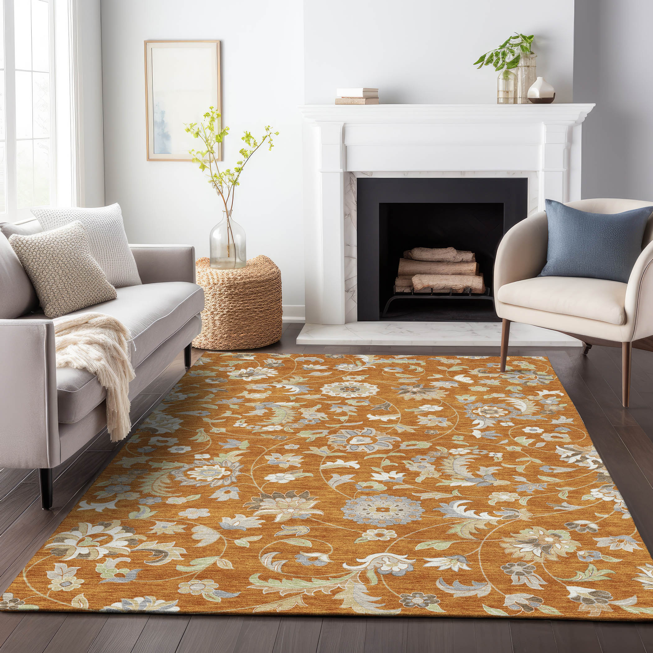 Addison Rugs ACN1006PK8X10 Chantille ACN1006PK 8 x 10 (ft) Polyester Paprika Rectangular Indoor/Outdoor Geometric Machine washable Area rug