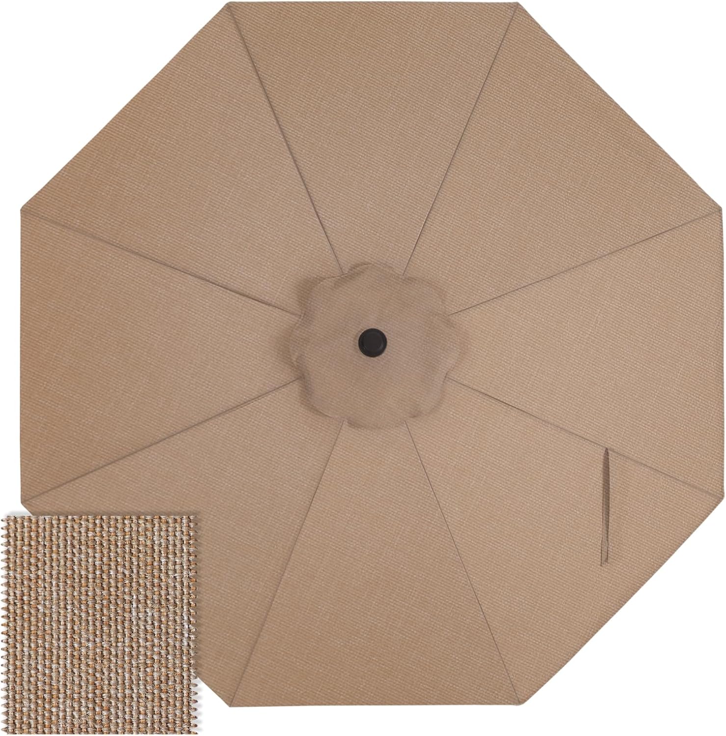 ABCCANOPY ABC-DPYX4-YVQ 9 Foot Patio Umbrella Replacement Canopy 5 Year Fade Resistant Olefin Fabric Khaki