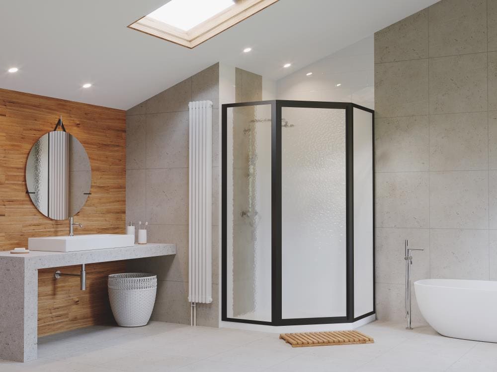 Coastal Shower Doors NL17241770O-A Legend Matte Black 58-in W x 70-in H Framed Hinged Shower door 3/16-in Thick Patterned Glass