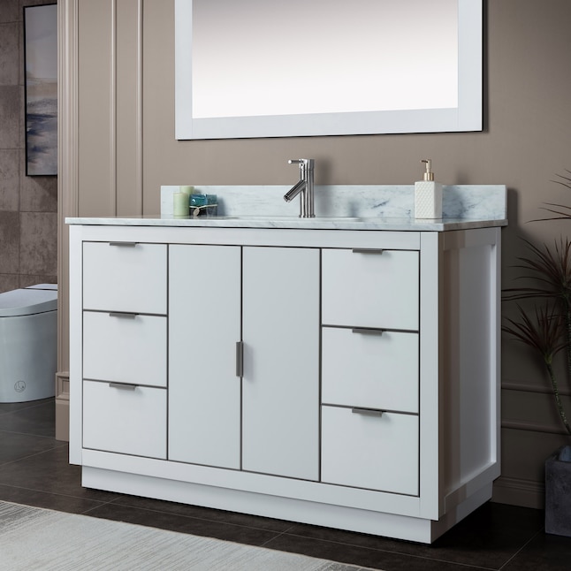 Woodbridge 48-in White with Nickel Trim Undermount Single Sink Bathroom ...