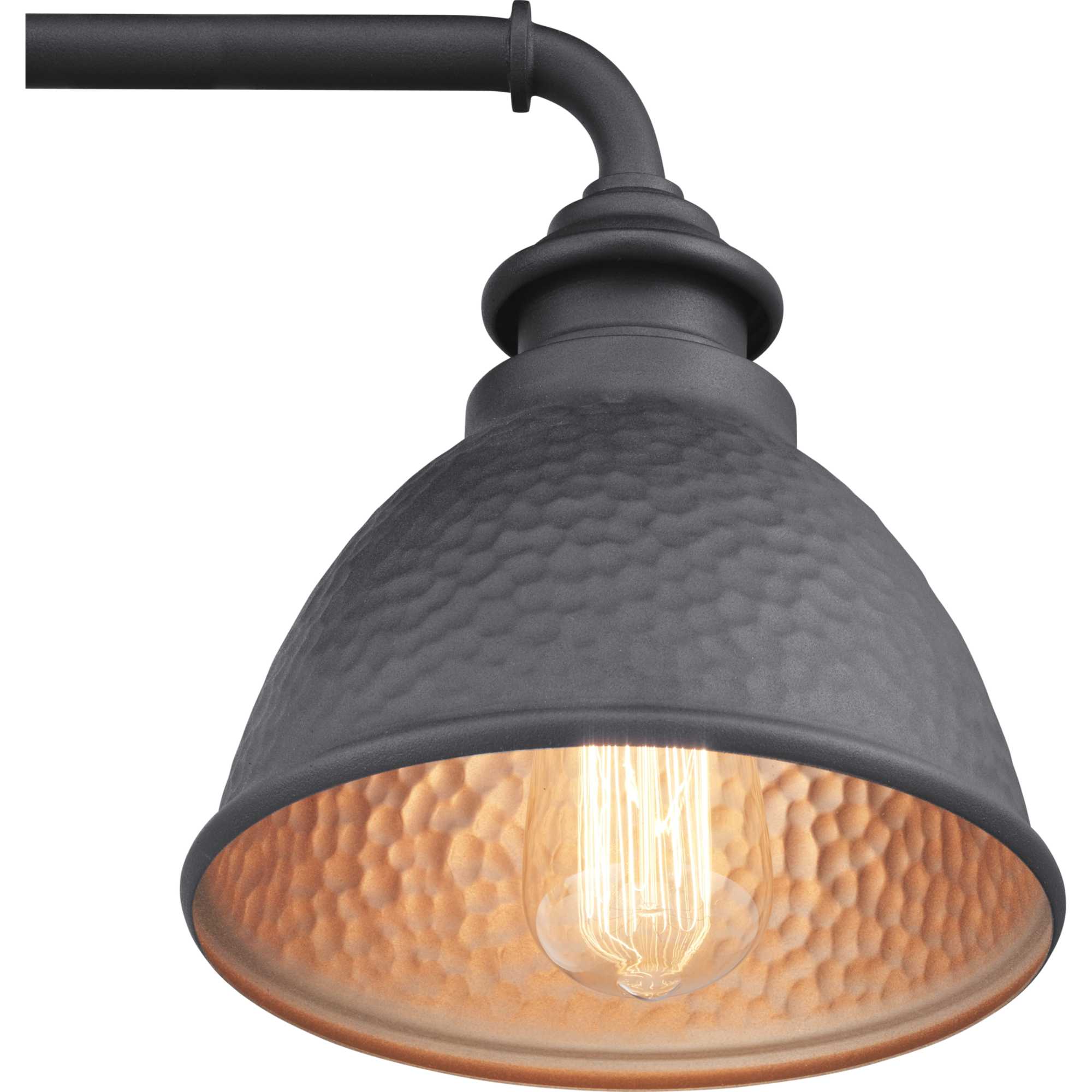 Modern Englewood 8'' Black Steel Wall Lantern with Copper Accents