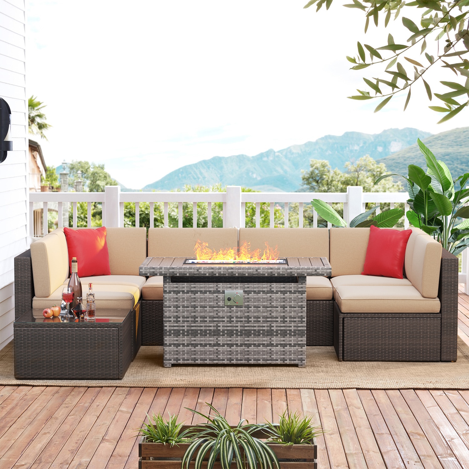 AOXUN G12035BRAC+G25007BR Patio-Conversation-Sets - View #2
