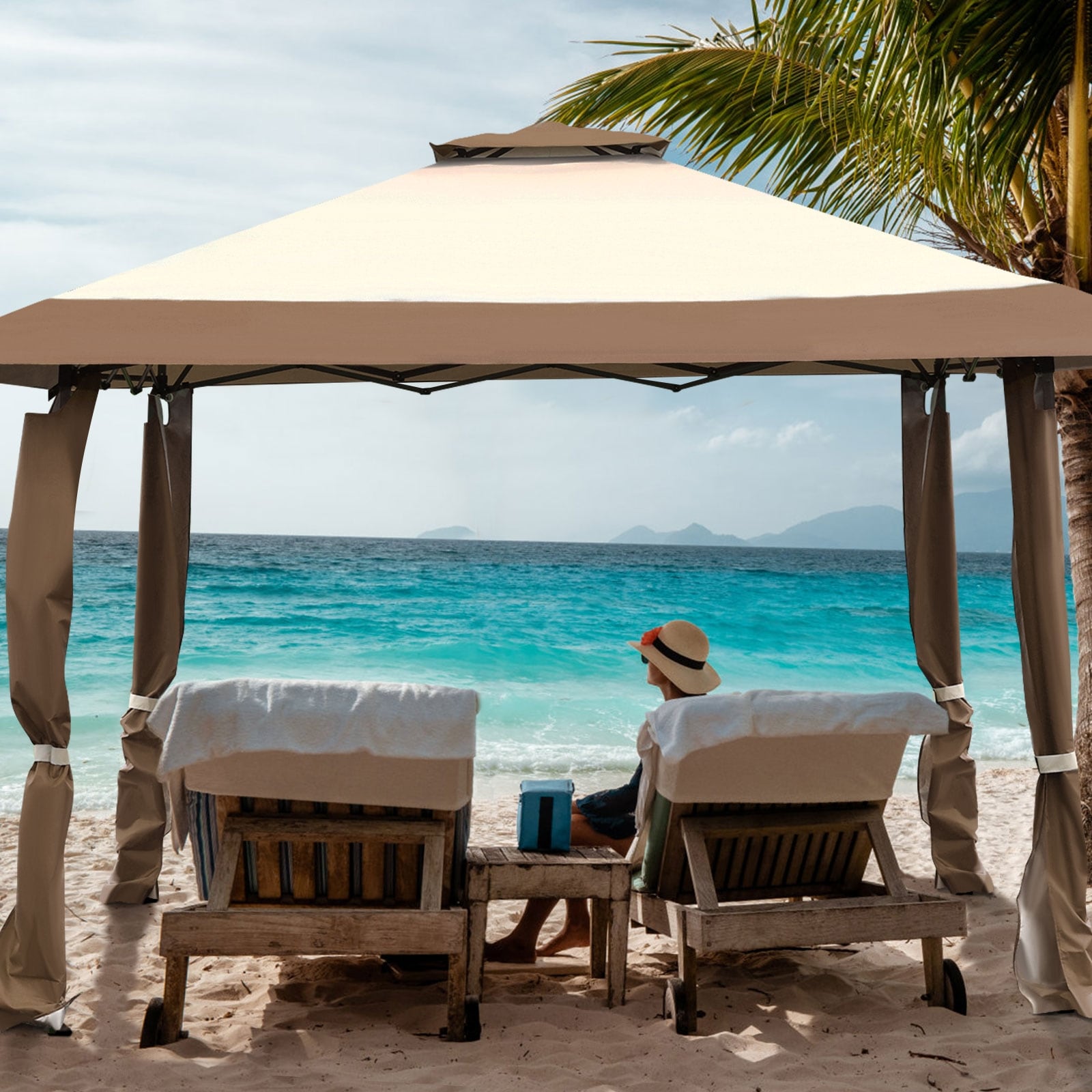 Forclover HYFC-0811CF 13-Feet x 13-Feet Square Brown+beige Pop-up canopy