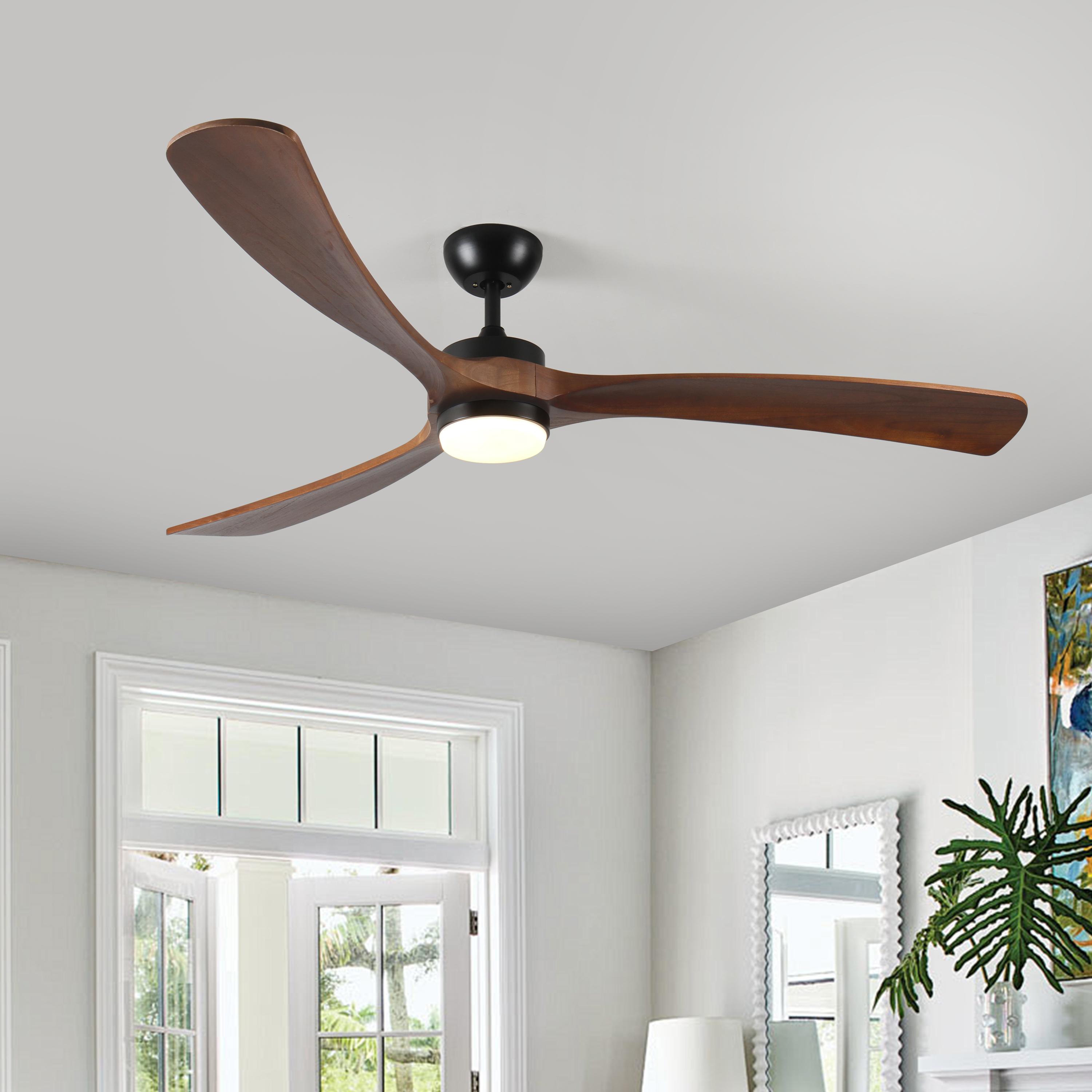 Bayfeve BFRS-6771-CF Adjustable Speed 72-in Color-Changing Integrated LED Outdoor Black with Solid Wood Blades Ceiling Fan With Light and Remote ( 3 -Blade )