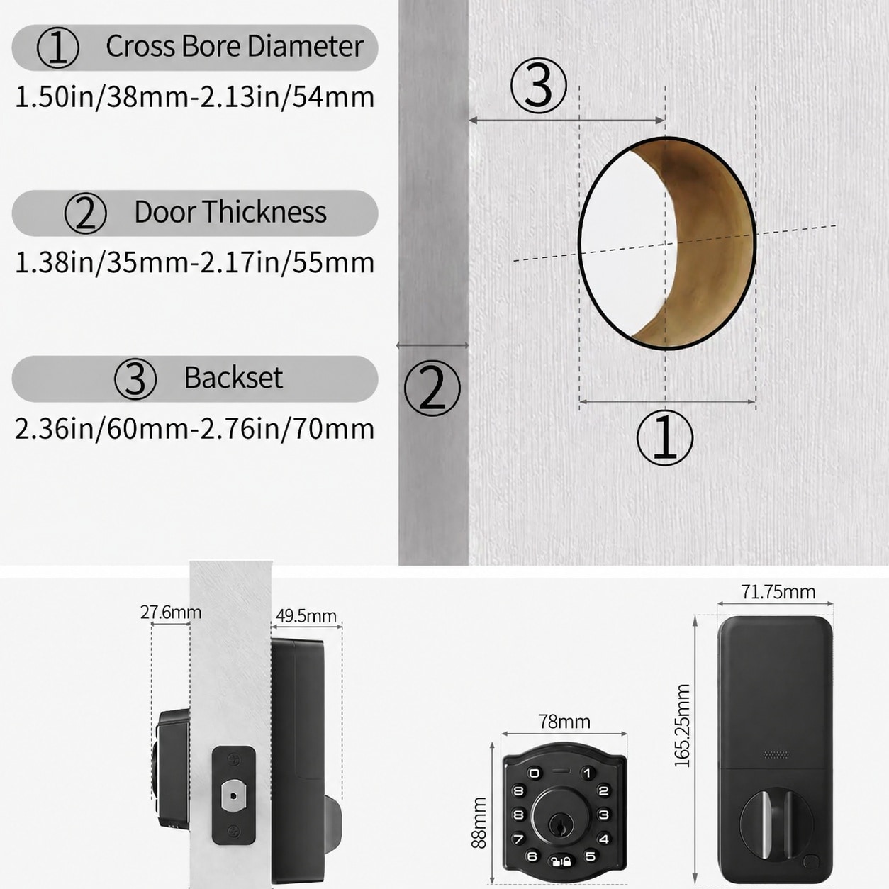 Phewnyzo LPW0814W194 Door-Deadbolts - View #7