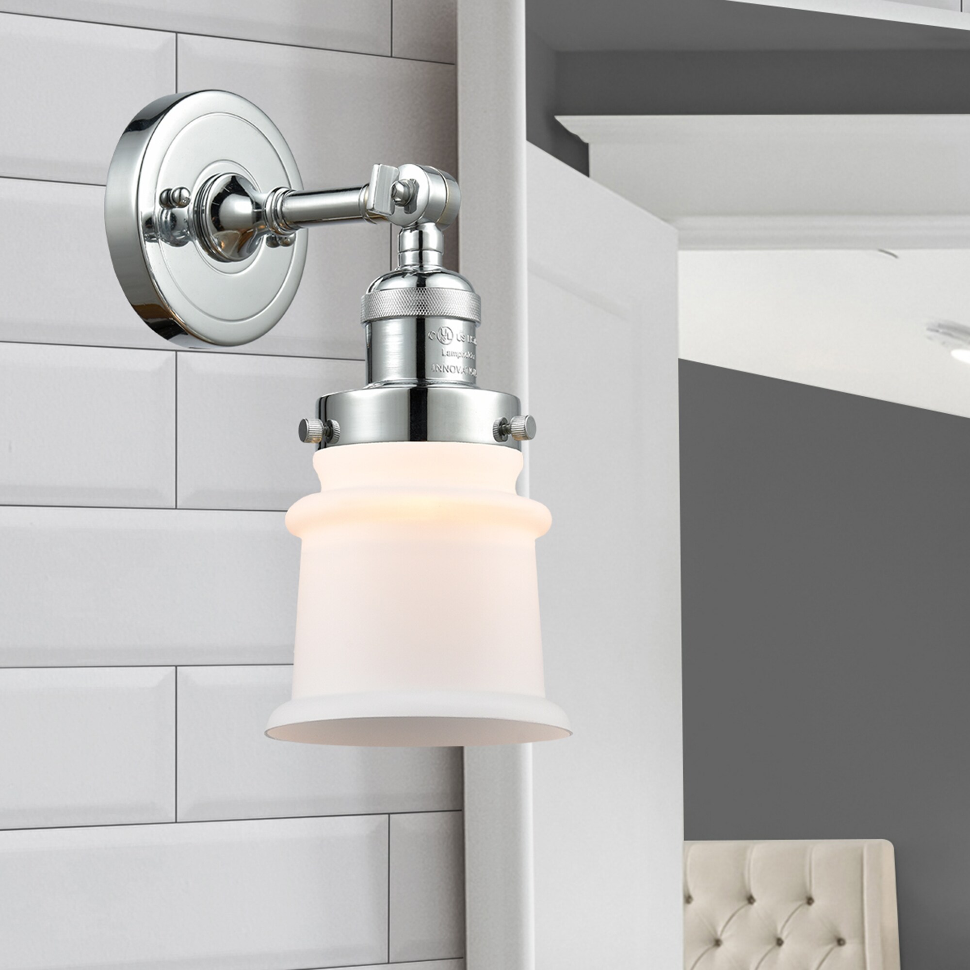 Innovations Lighting 203-PC-G181S Canton 5.25-in W 1 -Light Polished Chrome Industrial Wall Sconce