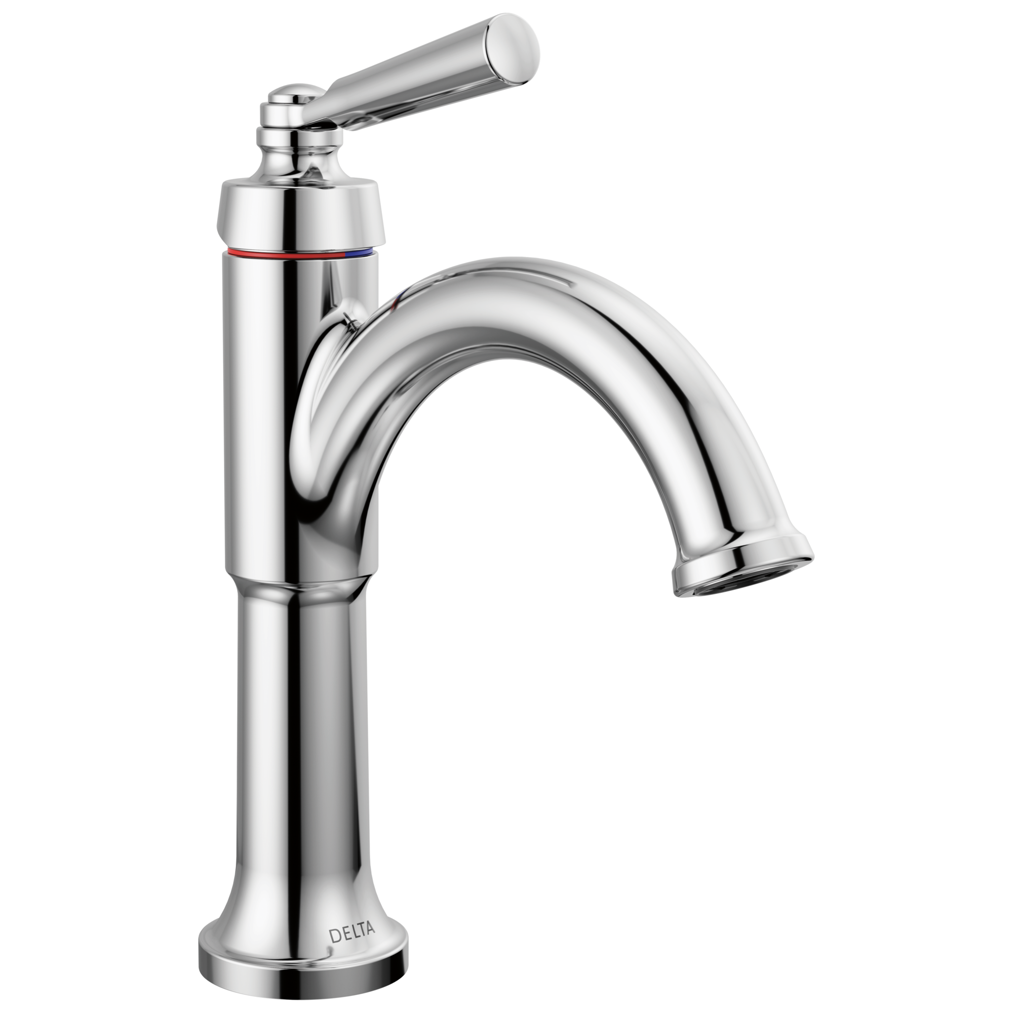 Delta 535-MPU-DST Saylor Chrome Single hole 1-handle WaterSense Mid-arc Residential Handle Bathroom Sink Faucet with Drain with Deck Plate