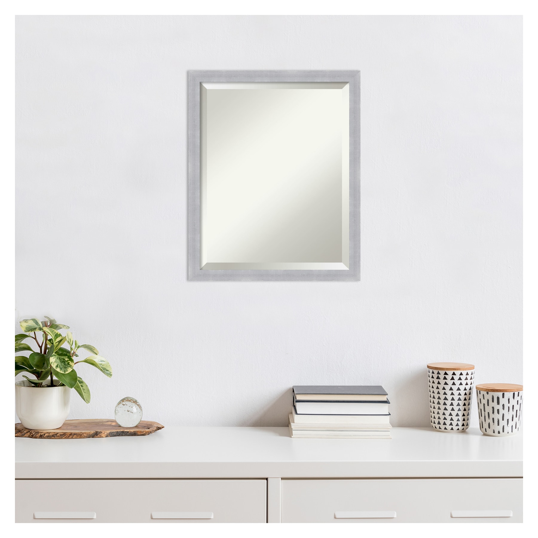 Grace Brushed Nickel Rectangular Wall Mirror with Silver Frame