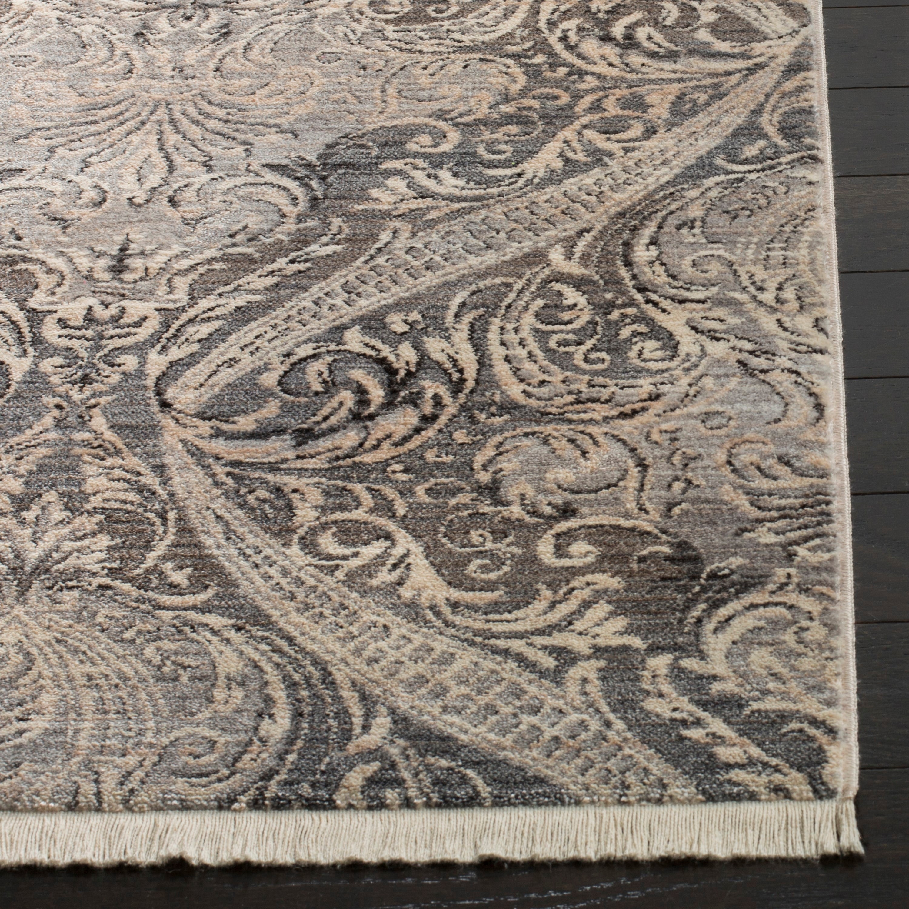 Reversible Gray Synthetic 4' x 6' Rectangular Area Rug