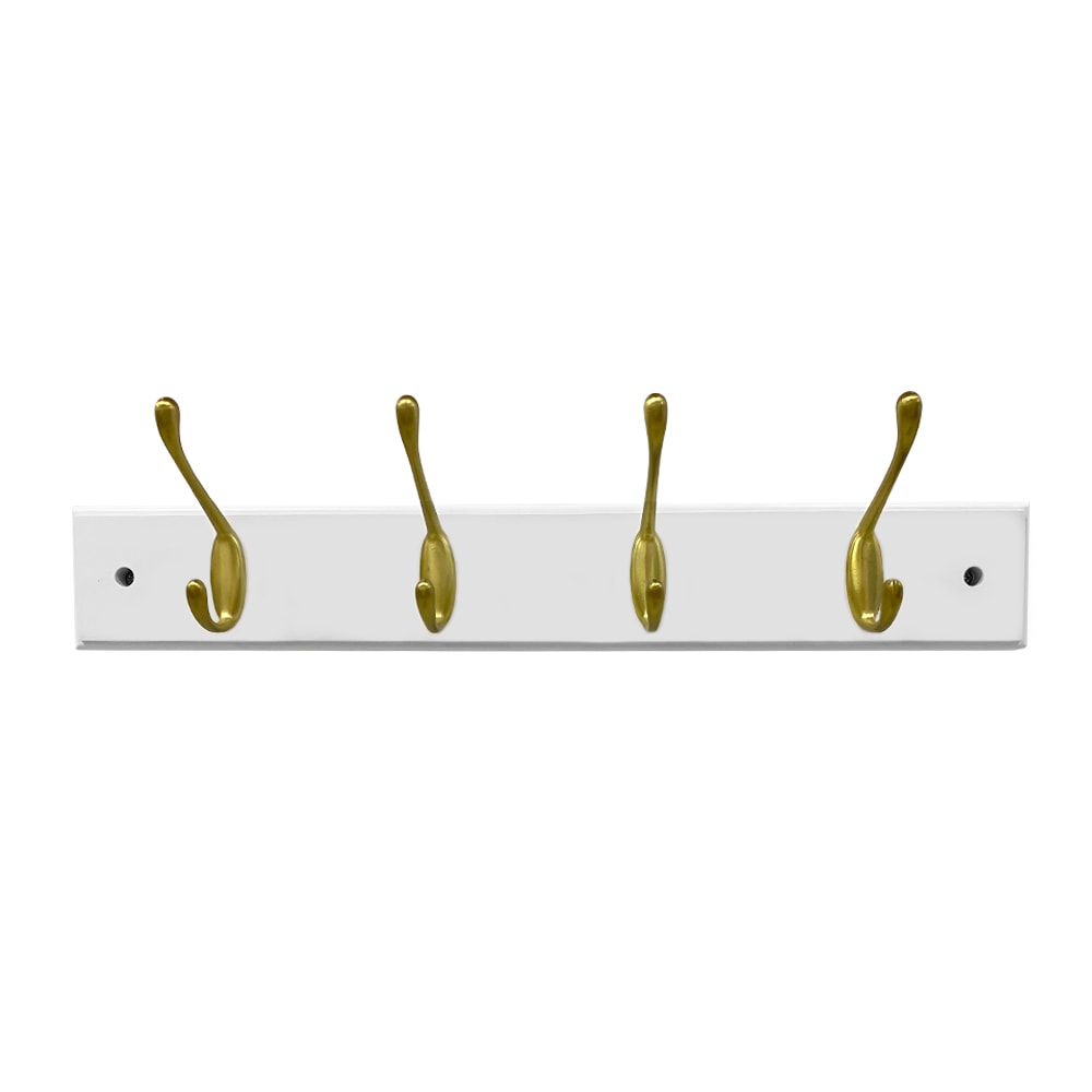 allen + roth 4-Hook 27.01-in x 4.49-in H White Rail and Black Hooks  Decorative Wall Hook (35-lb Capacity) in the Decorative Wall Hooks  department at