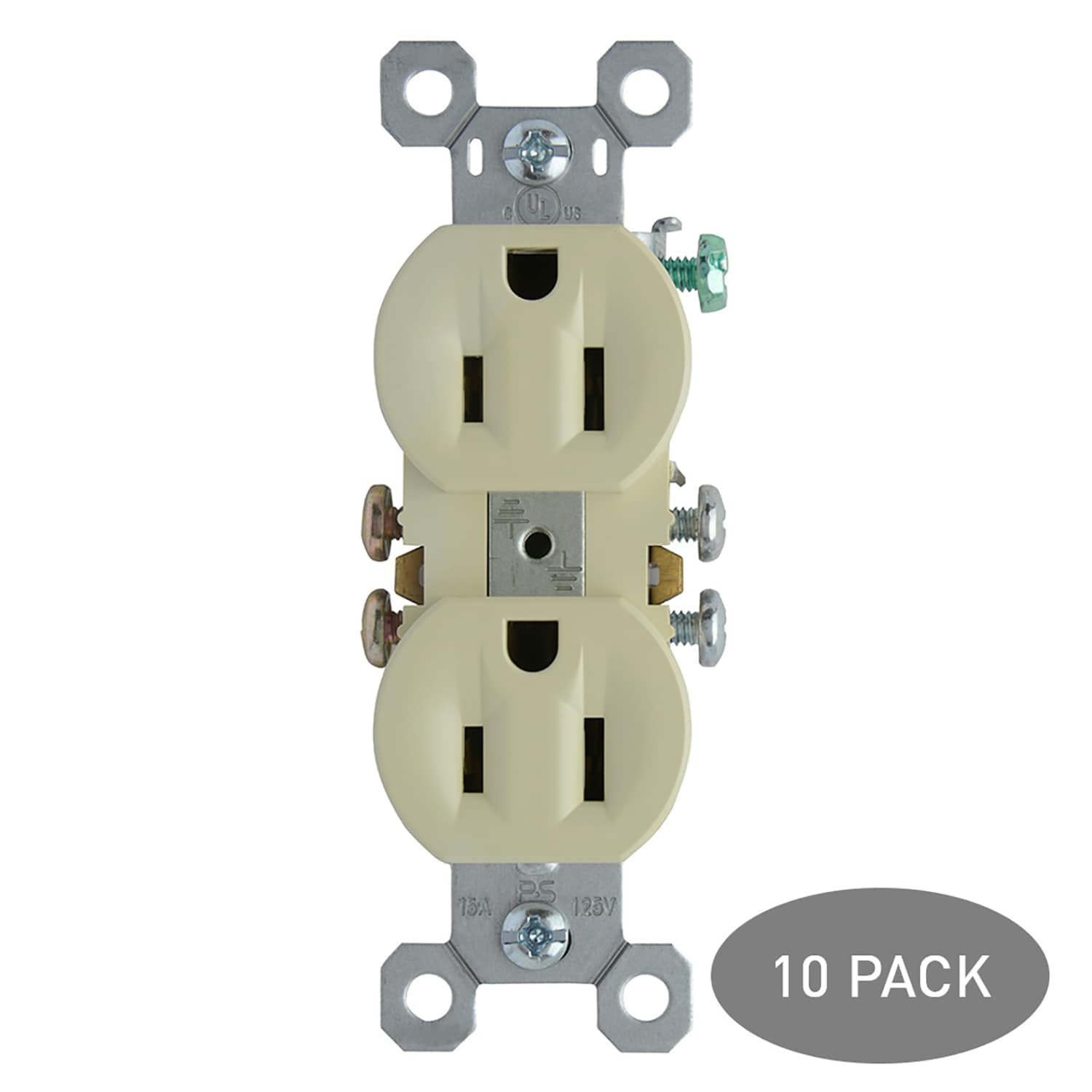 Pass & Seymour/Legrand 3232-ICP8 15 -Amp 125-volt Residential Duplex Outlet , Ivory 10 -Pack